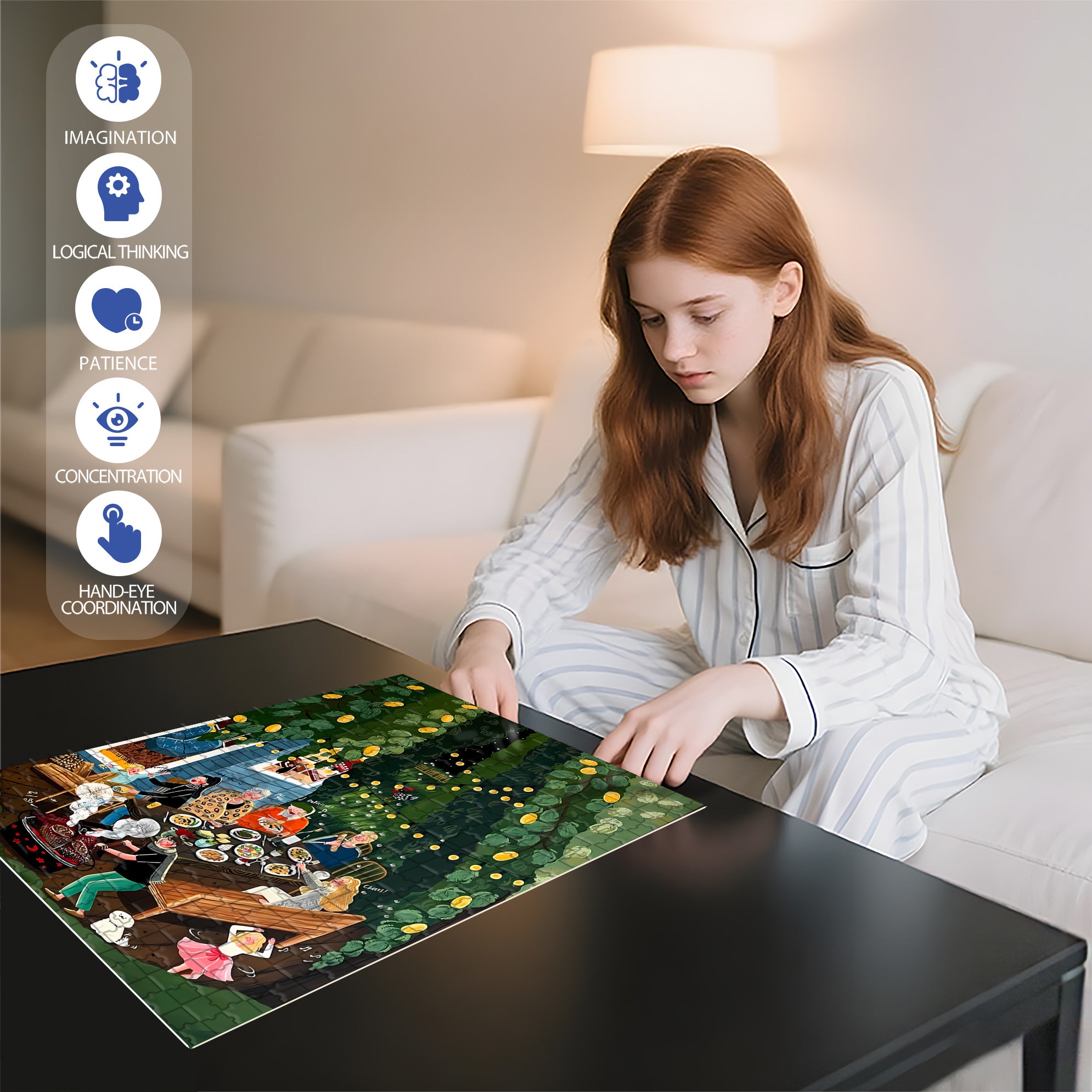Dinner Is Ready! 500pcs/1000pcs Jigsaw Puzzle, Scratch-Resistant, Interactive Family Game & Brain-Boosting DIY Decor, Perfect for Halloween, Christmas & New Year Gifts, Family Puzzle Game