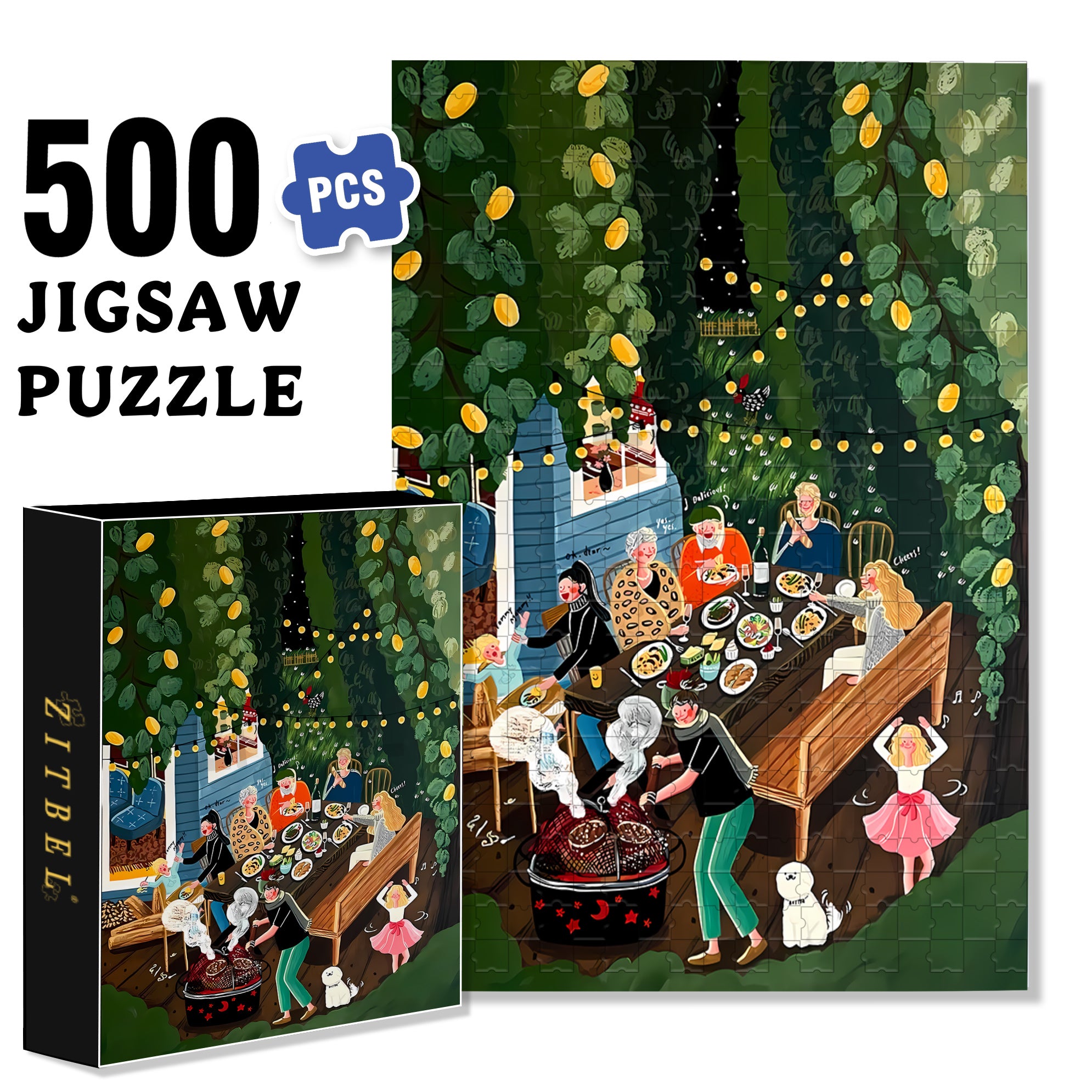 Dinner Is Ready! 500pcs/1000pcs Jigsaw Puzzle, Scratch-Resistant, Interactive Family Game & Brain-Boosting DIY Decor, Perfect for Halloween, Christmas & New Year Gifts, Family Puzzle Game