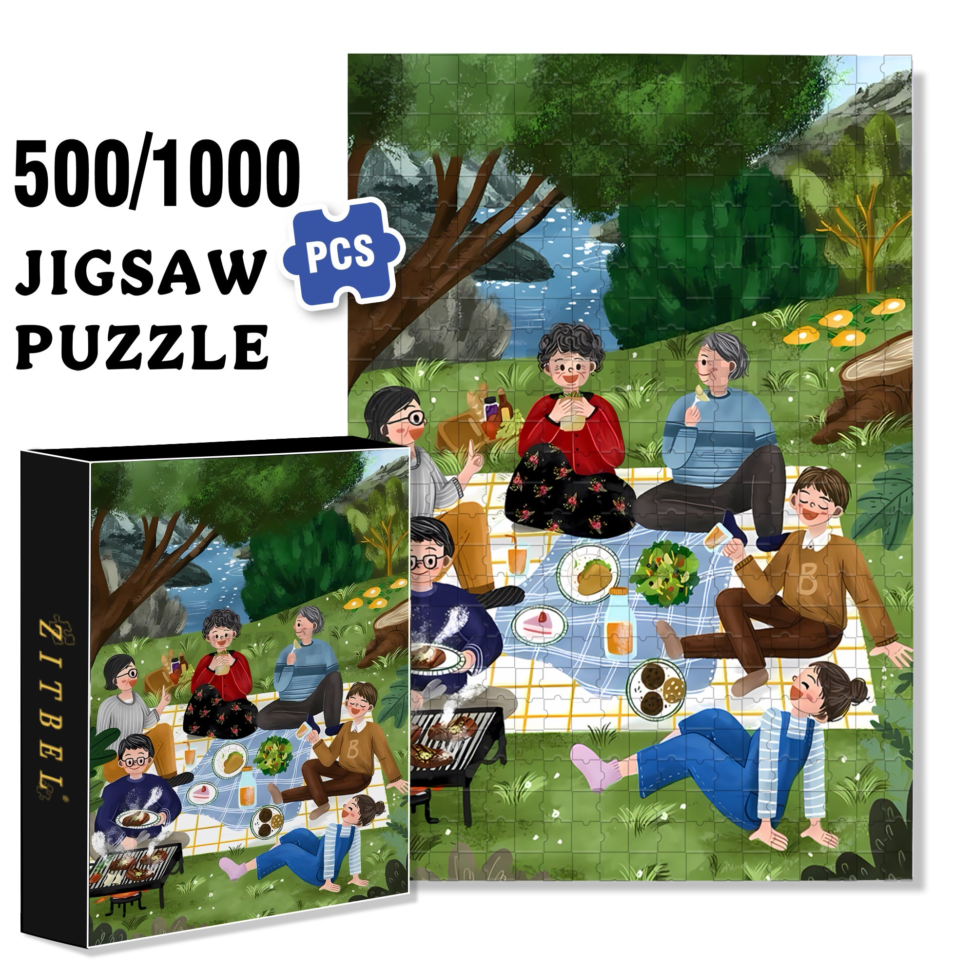 Family Activity 500pcs/1000pcs Jigsaw Puzzle, Scratch-Resistant, Interactive Family Game & Brain-Boosting DIY Decor, Perfect for Halloween, Christmas & New Year Gifts, Family Puzzle Game