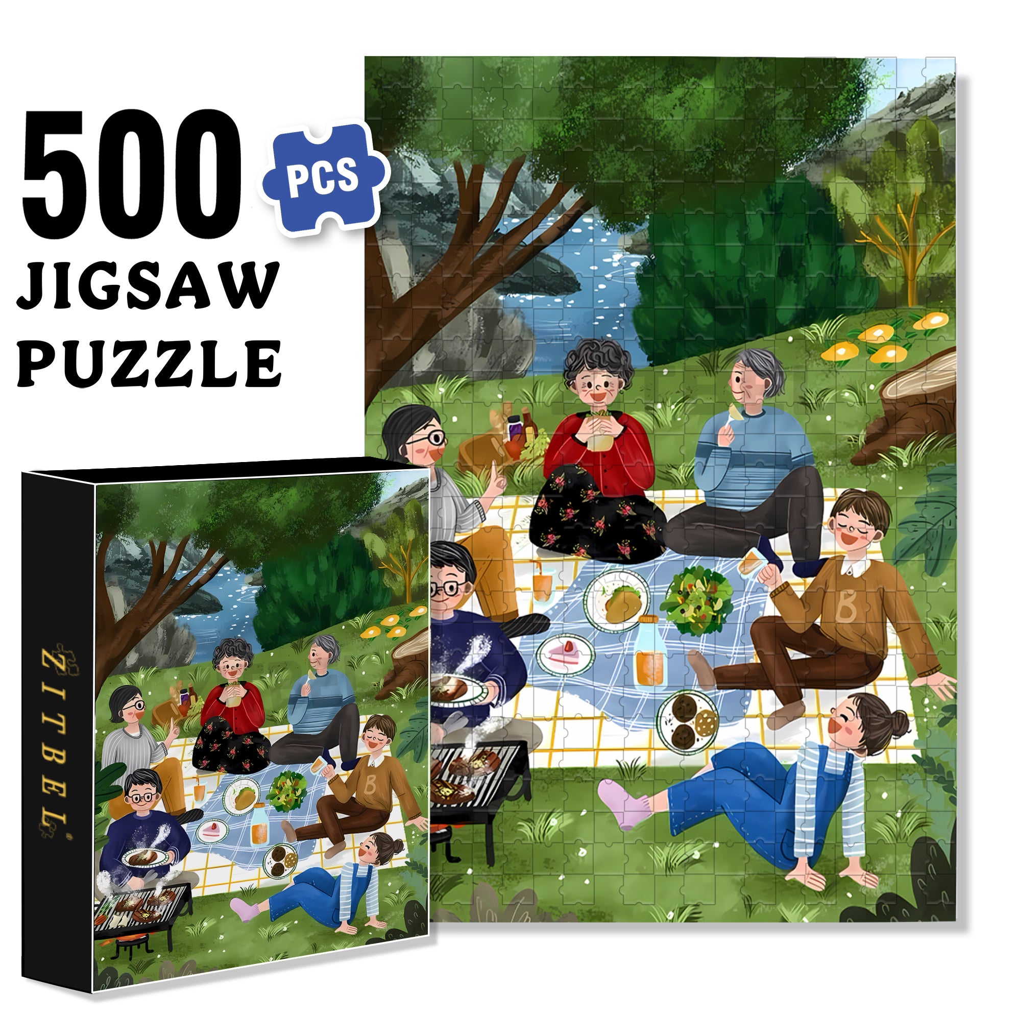 Family Activity 500pcs/1000pcs Jigsaw Puzzle, Scratch-Resistant, Interactive Family Game & Brain-Boosting DIY Decor, Perfect for Halloween, Christmas & New Year Gifts, Family Puzzle Game