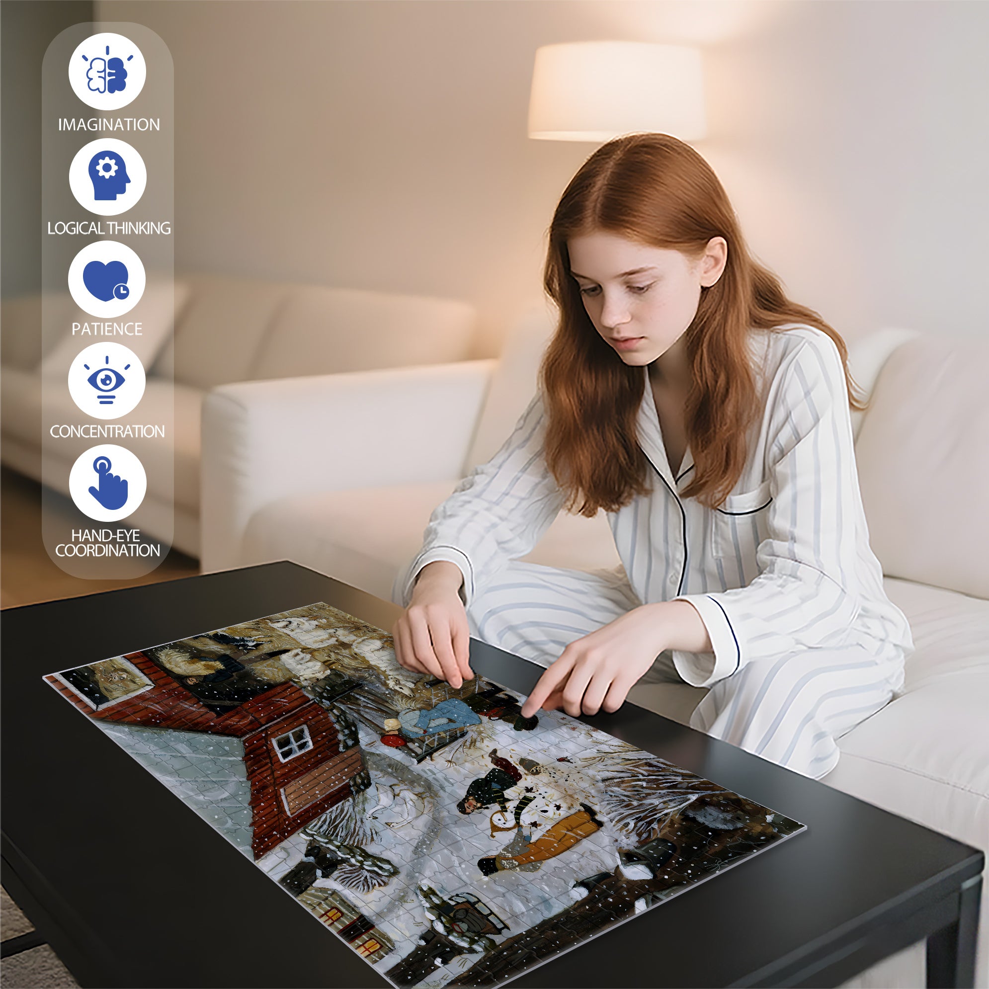 Feed The Sheep 500pcs/1000pcs Jigsaw Puzzle, Scratch-Resistant, Interactive Family Game & Brain-Boosting DIY Decor, Perfect for Halloween, Christmas & New Year Gifts, Family Puzzle Game