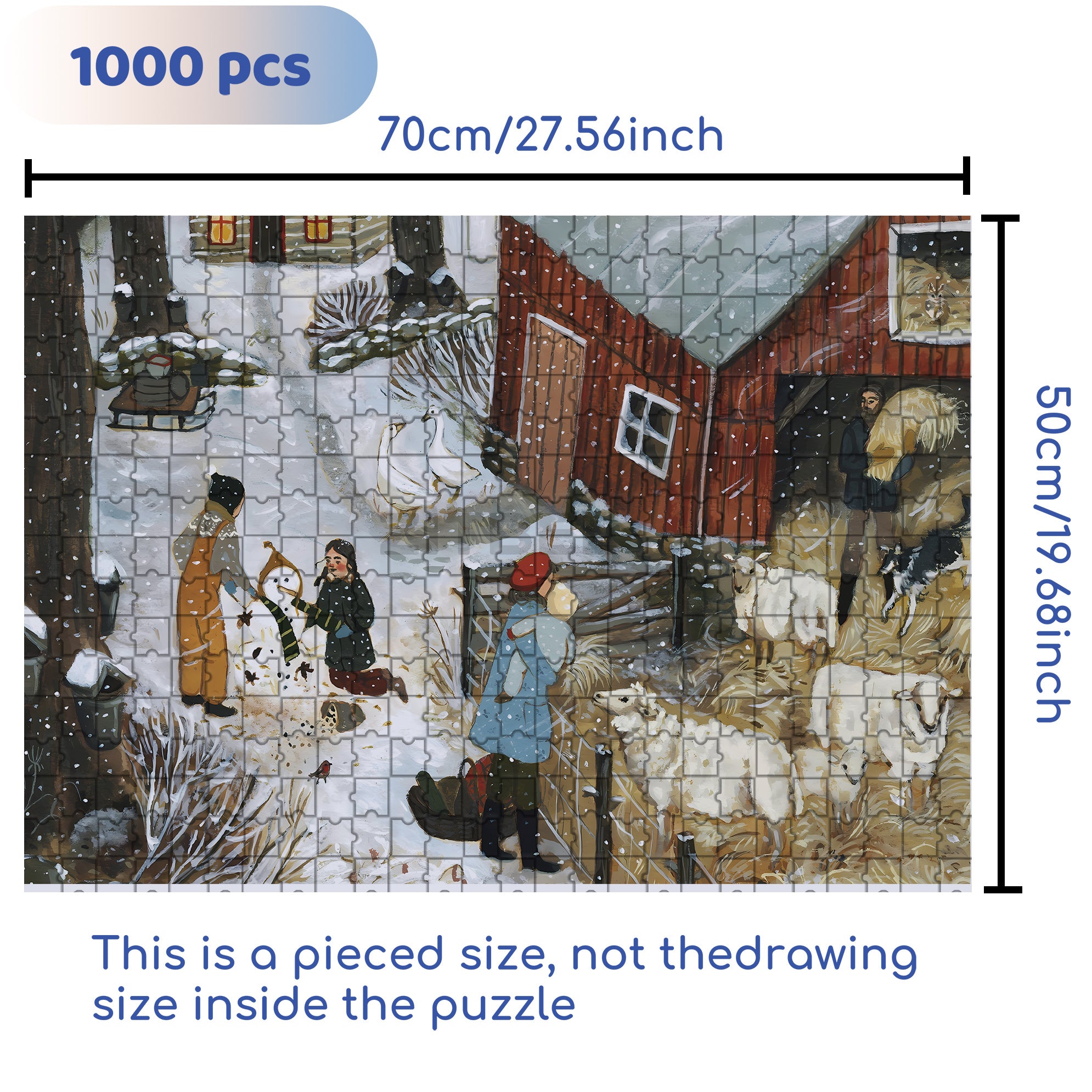 Feed The Sheep 500pcs/1000pcs Jigsaw Puzzle, Scratch-Resistant, Interactive Family Game & Brain-Boosting DIY Decor, Perfect for Halloween, Christmas & New Year Gifts, Family Puzzle Game