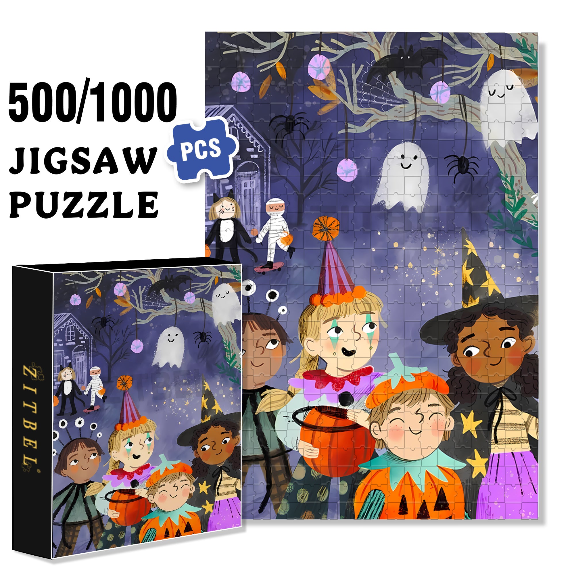 Ghost Sightings 500pcs/1000pcs Jigsaw Puzzle, Scratch-Resistant, Interactive Family Game & Brain-Boosting DIY Decor, Perfect for Halloween, Christmas & New Year Gifts, Family Puzzle Game