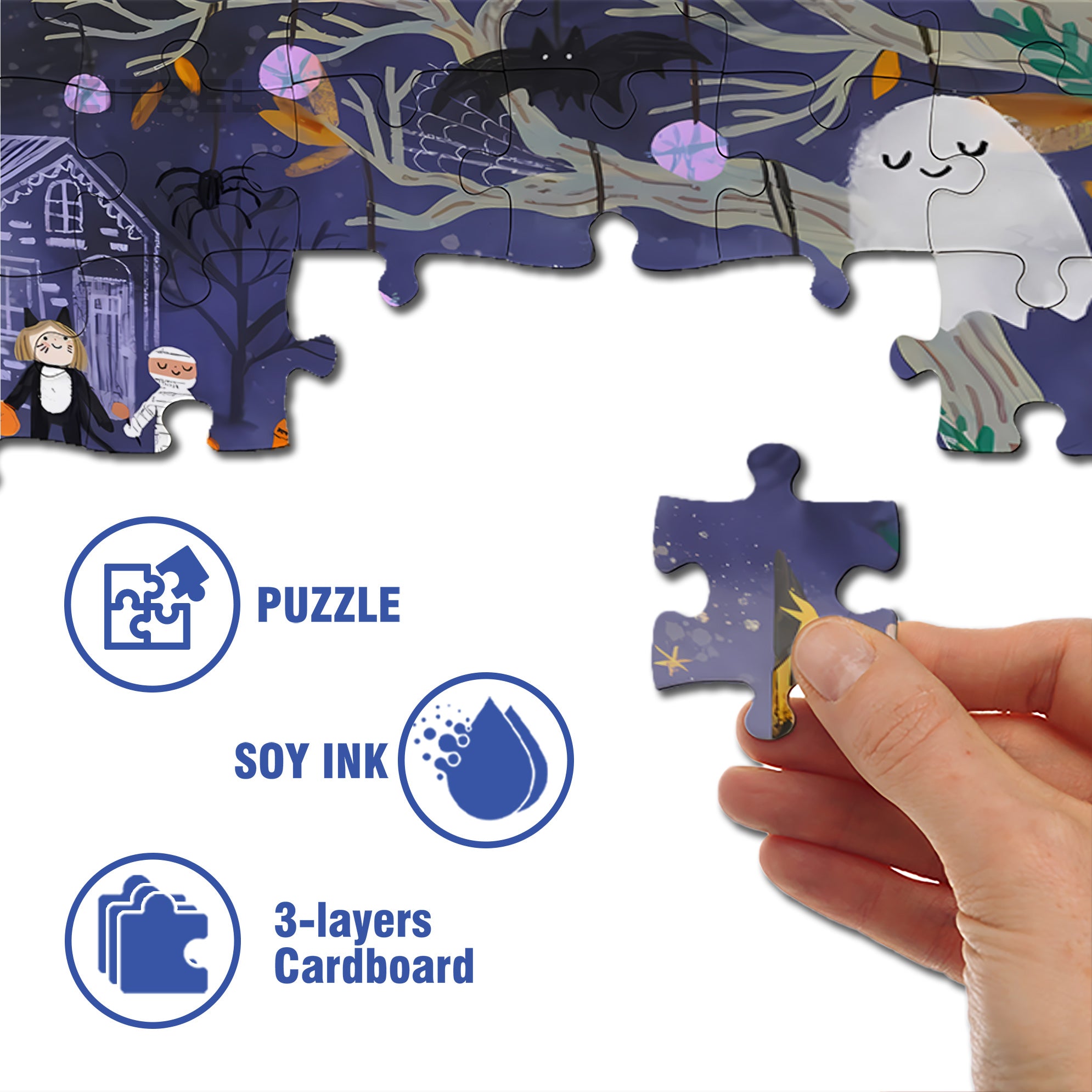 Ghost Sightings 500pcs/1000pcs Jigsaw Puzzle, Scratch-Resistant, Interactive Family Game & Brain-Boosting DIY Decor, Perfect for Halloween, Christmas & New Year Gifts, Family Puzzle Game