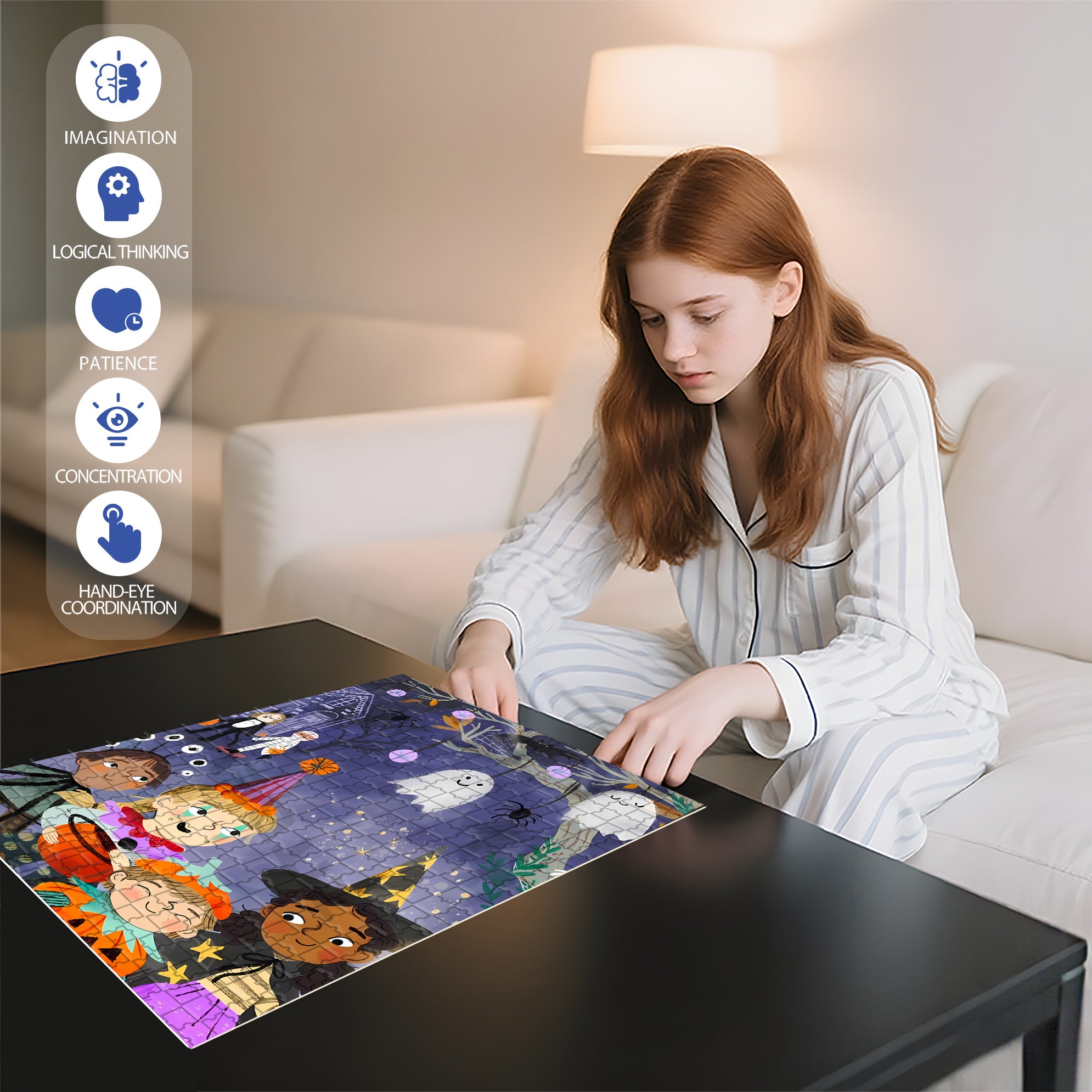 Ghost Sightings 500pcs/1000pcs Jigsaw Puzzle, Scratch-Resistant, Interactive Family Game & Brain-Boosting DIY Decor, Perfect for Halloween, Christmas & New Year Gifts, Family Puzzle Game