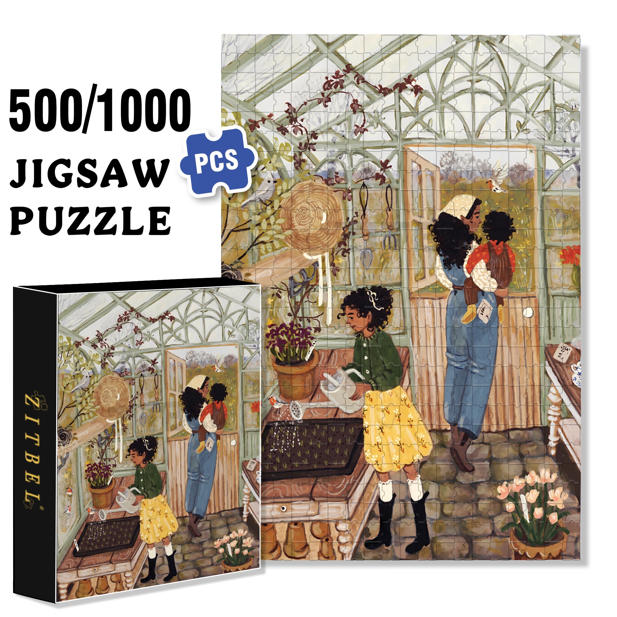Glass Greenhouse 500pcs/1000pcs Jigsaw Puzzle, Scratch-Resistant, Interactive Family Game & Brain-Boosting DIY Decor, Perfect for Halloween, Christmas & New Year Gifts, Family Puzzle Game