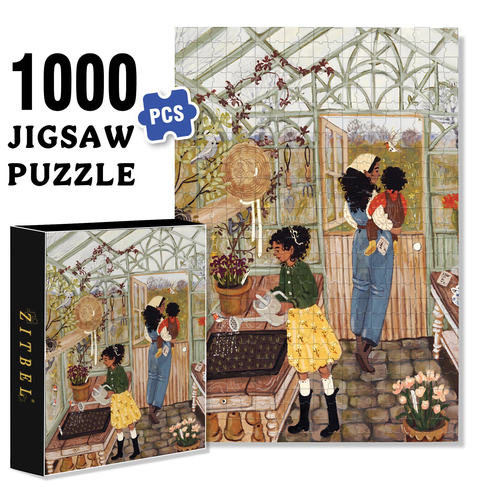 Glass Greenhouse 500pcs/1000pcs Jigsaw Puzzle, Scratch-Resistant, Interactive Family Game & Brain-Boosting DIY Decor, Perfect for Halloween, Christmas & New Year Gifts, Family Puzzle Game