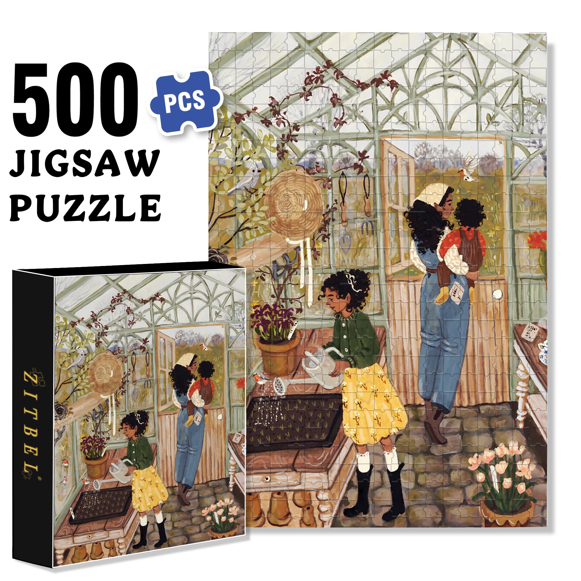 Glass Greenhouse 500pcs/1000pcs Jigsaw Puzzle, Scratch-Resistant, Interactive Family Game & Brain-Boosting DIY Decor, Perfect for Halloween, Christmas & New Year Gifts, Family Puzzle Game