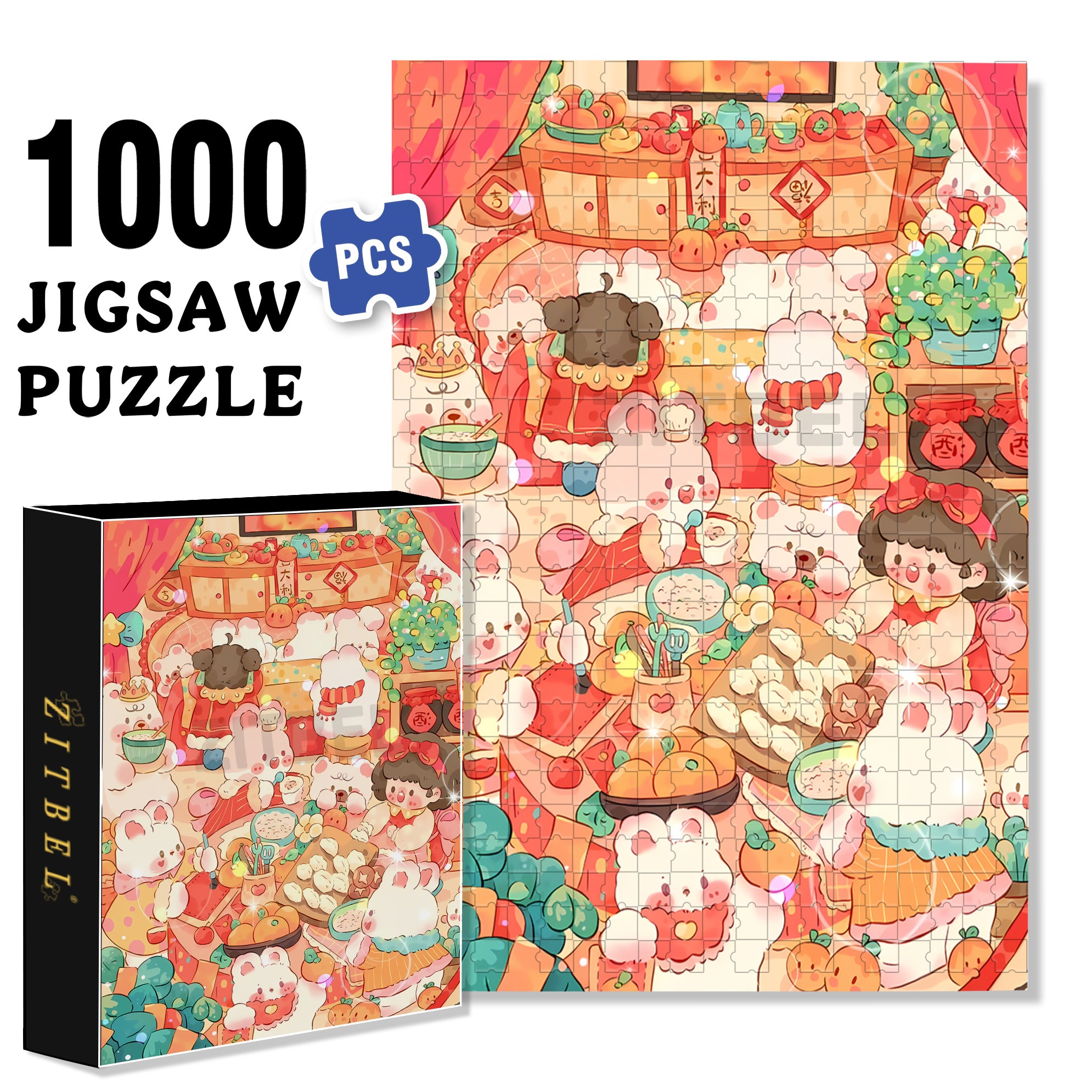 Good Luck 500pcs/1000pcs Jigsaw Puzzle, Scratch-Resistant, Interactive Family Game & Brain-Boosting DIY Decor, Perfect for Halloween, Christmas & New Year Gifts, Family Puzzle Game