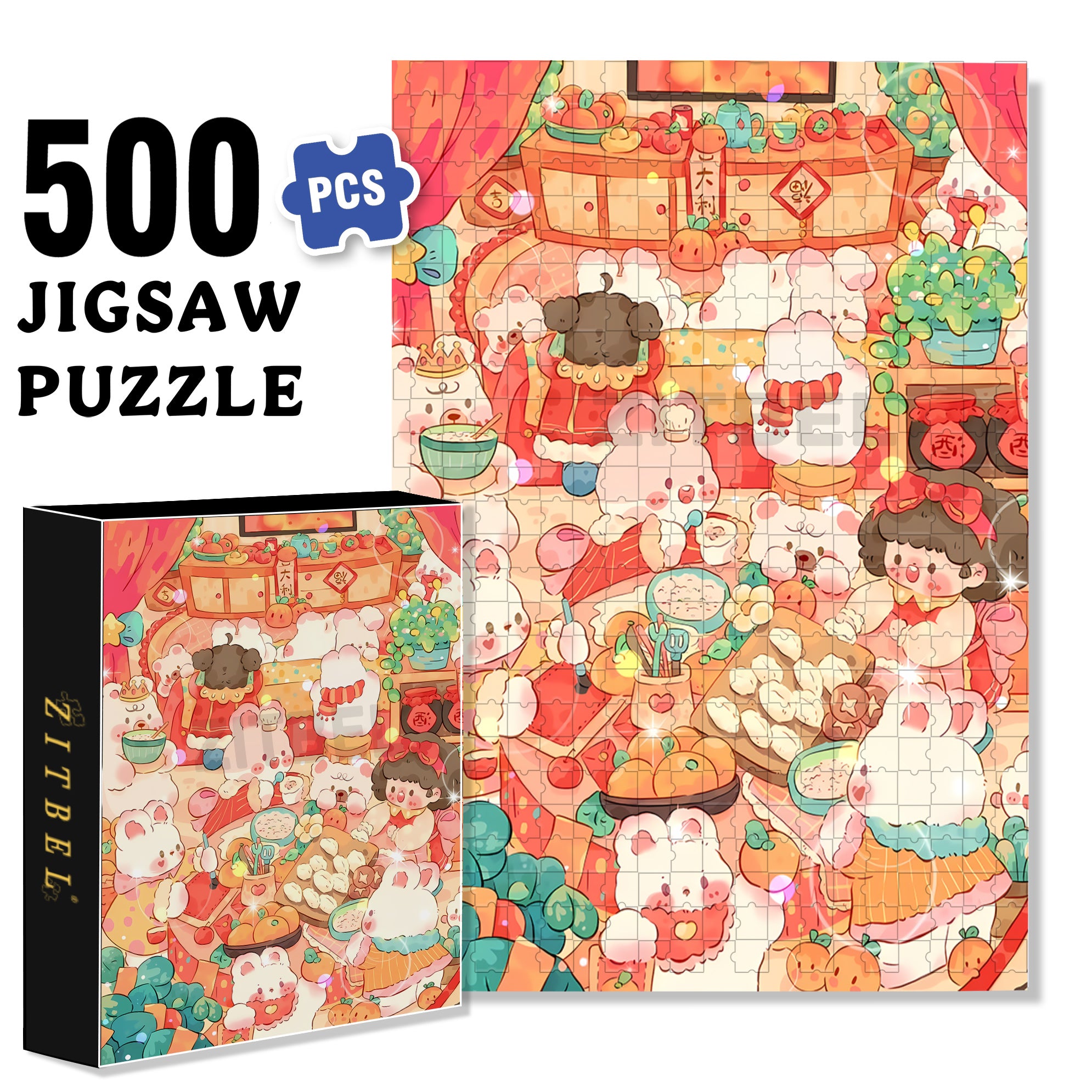 Good Luck 500pcs/1000pcs Jigsaw Puzzle, Scratch-Resistant, Interactive Family Game & Brain-Boosting DIY Decor, Perfect for Halloween, Christmas & New Year Gifts, Family Puzzle Game