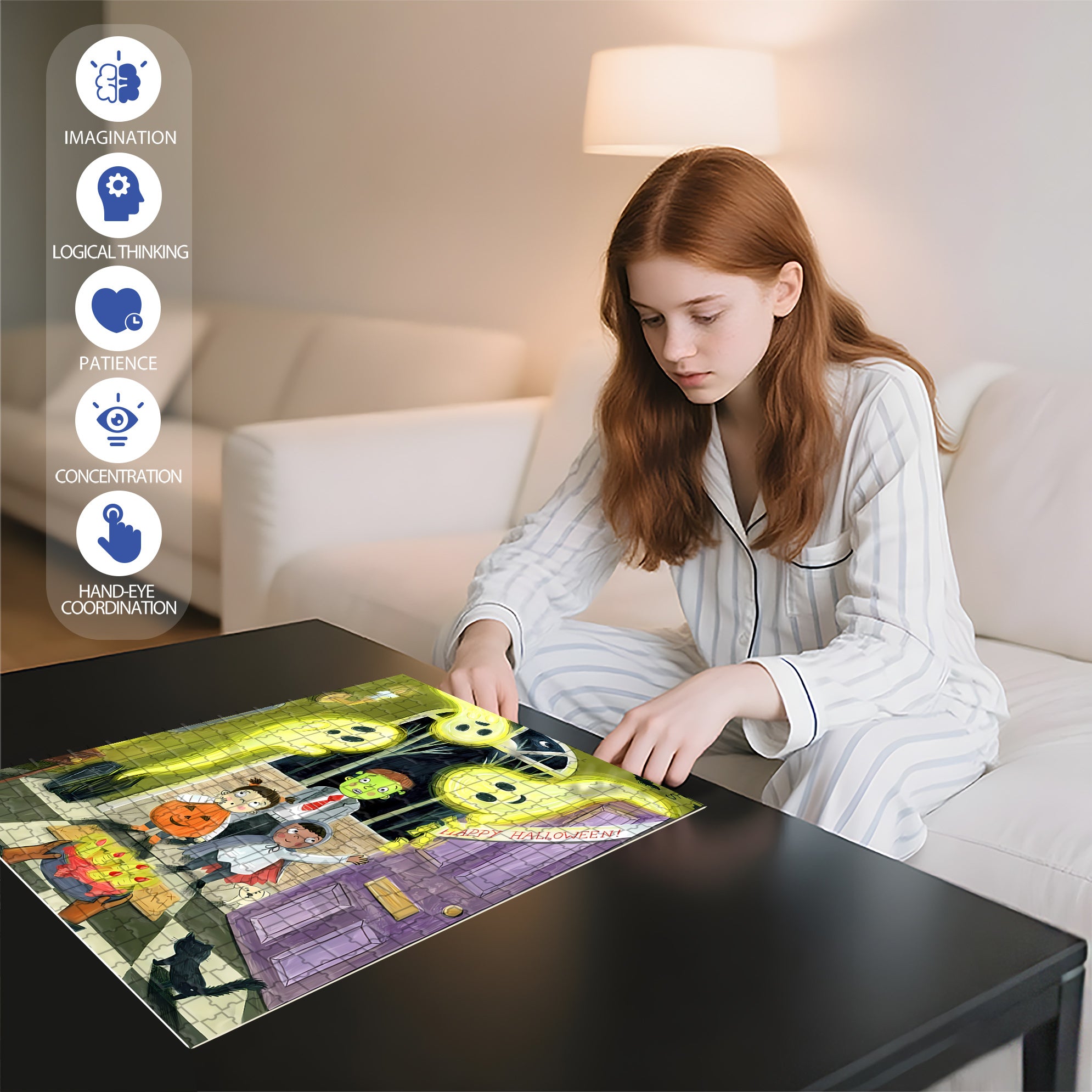 Happy Halloween 500pcs/1000pcs Jigsaw Puzzle, Scratch-Resistant, Interactive Family Game & Brain-Boosting DIY Decor, Perfect for Halloween, Christmas & New Year Gifts, Family Puzzle Game