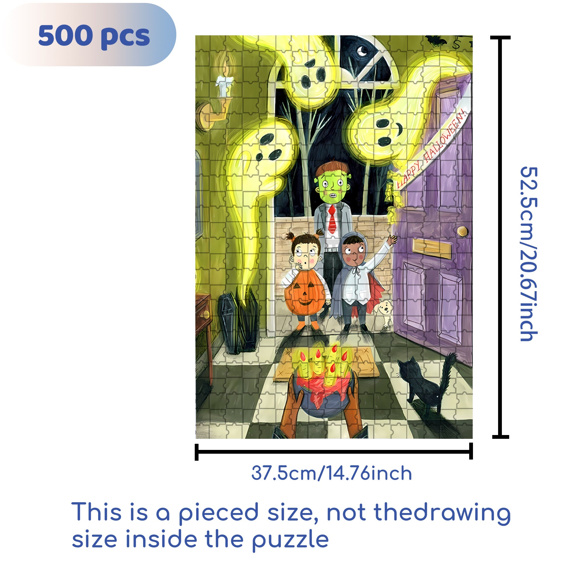 Happy Halloween 500pcs/1000pcs Jigsaw Puzzle, Scratch-Resistant, Interactive Family Game & Brain-Boosting DIY Decor, Perfect for Halloween, Christmas & New Year Gifts, Family Puzzle Game