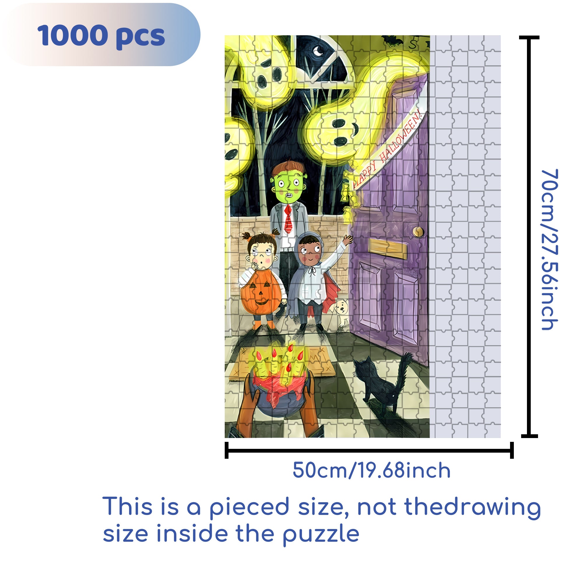 Happy Halloween 500pcs/1000pcs Jigsaw Puzzle, Scratch-Resistant, Interactive Family Game & Brain-Boosting DIY Decor, Perfect for Halloween, Christmas & New Year Gifts, Family Puzzle Game