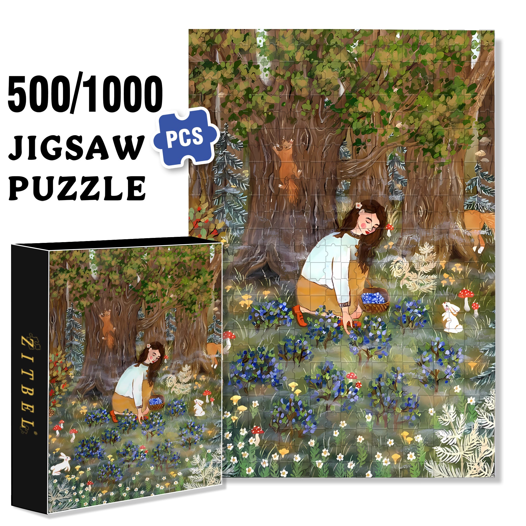 Harvesting Berries 500pcs/1000pcs Jigsaw Puzzle, Scratch-Resistant, Interactive Family Game & Brain-Boosting DIY Decor, Perfect for Halloween, Christmas & New Year Gifts, Family Puzzle Game