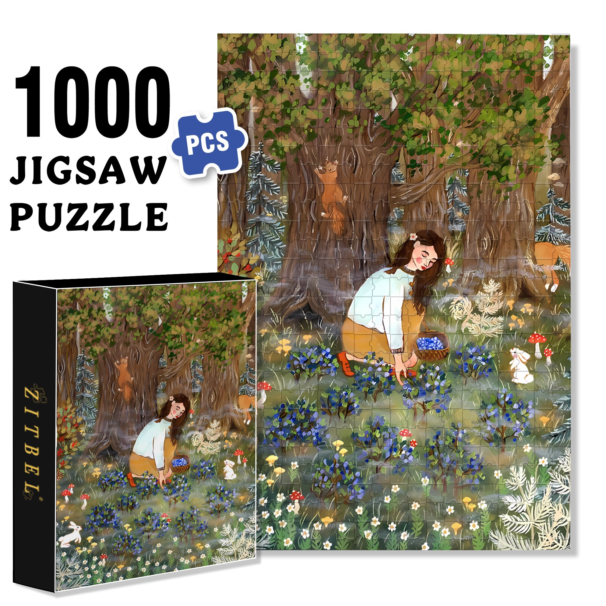 Harvesting Berries 500pcs/1000pcs Jigsaw Puzzle, Scratch-Resistant, Interactive Family Game & Brain-Boosting DIY Decor, Perfect for Halloween, Christmas & New Year Gifts, Family Puzzle Game