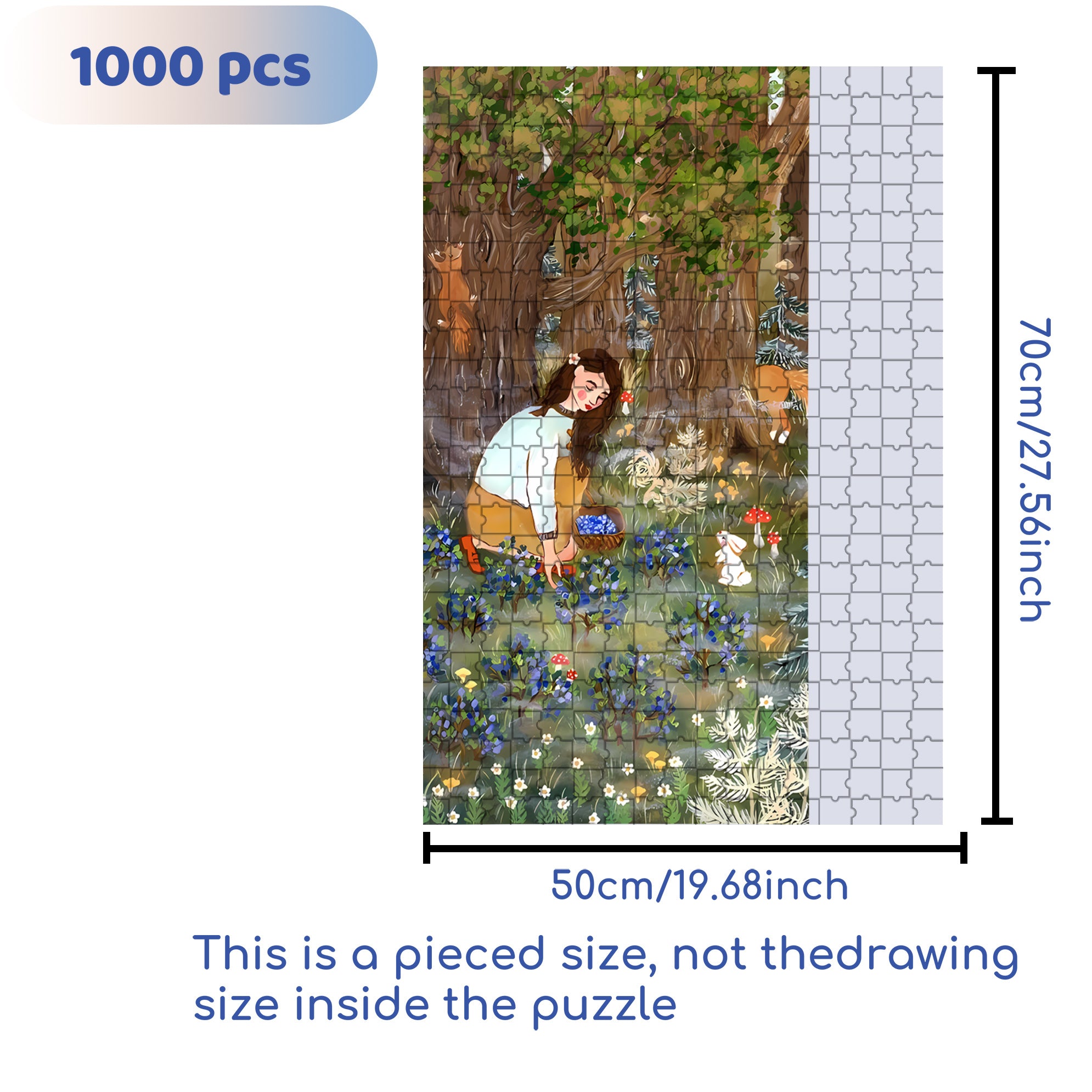 Harvesting Berries 500pcs/1000pcs Jigsaw Puzzle, Scratch-Resistant, Interactive Family Game & Brain-Boosting DIY Decor, Perfect for Halloween, Christmas & New Year Gifts, Family Puzzle Game