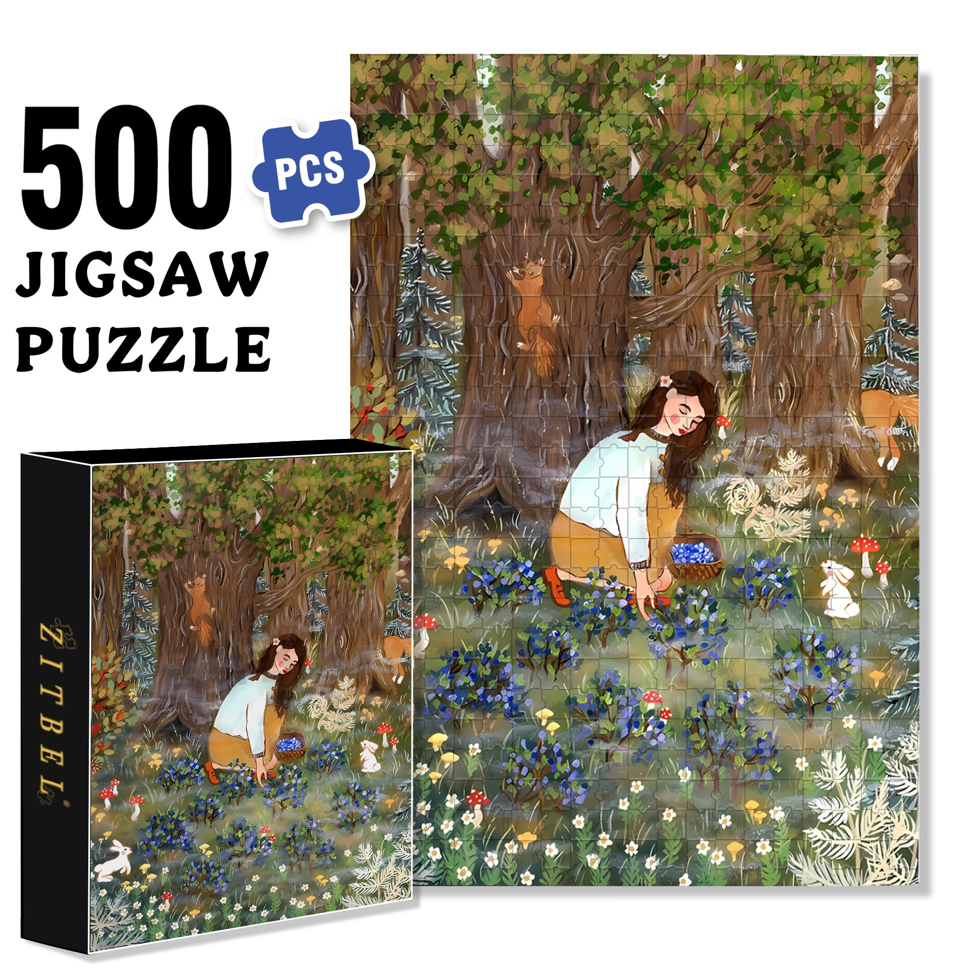 Harvesting Berries 500pcs/1000pcs Jigsaw Puzzle, Scratch-Resistant, Interactive Family Game & Brain-Boosting DIY Decor, Perfect for Halloween, Christmas & New Year Gifts, Family Puzzle Game
