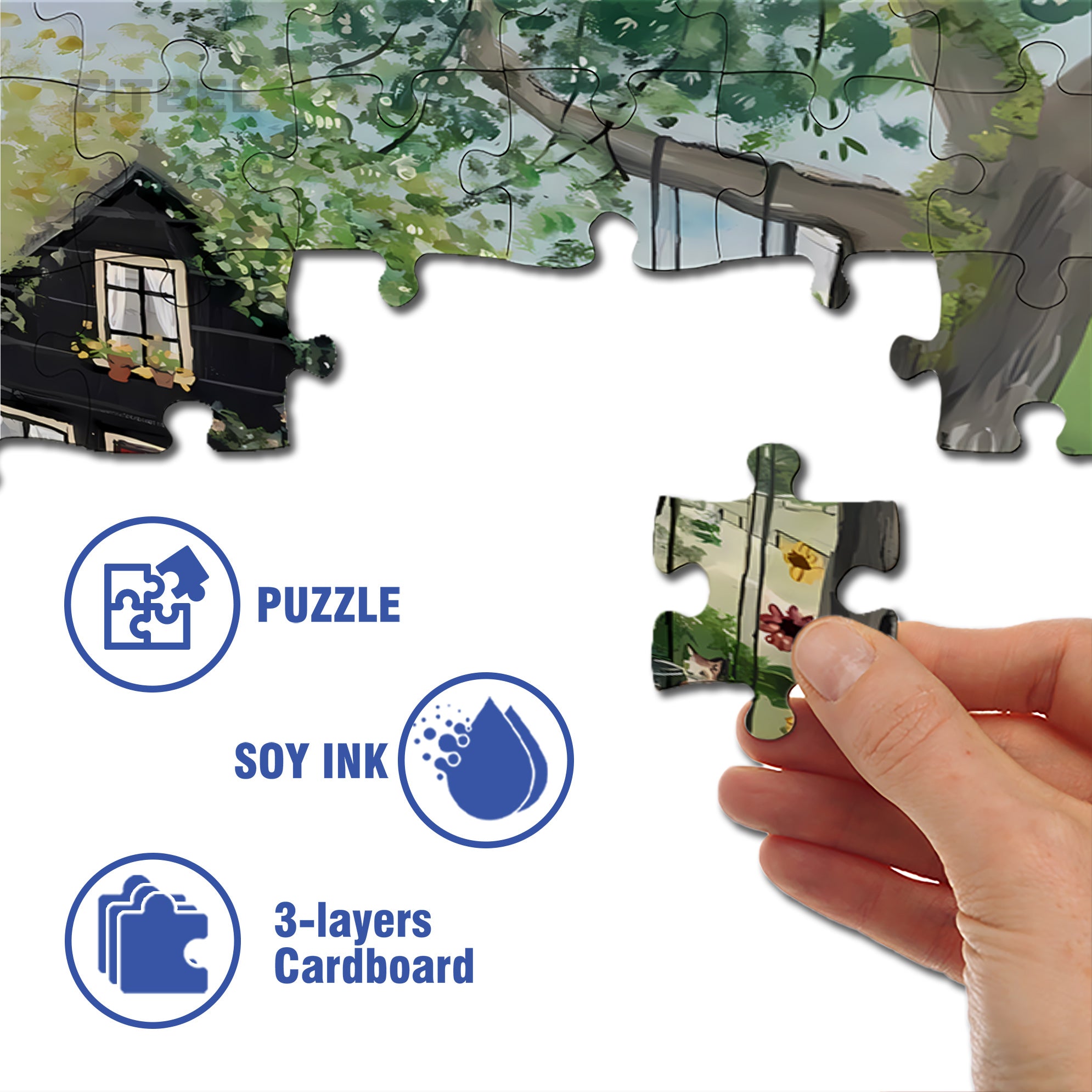 Hug 500pcs/1000pcs Jigsaw Puzzle, Scratch-Resistant, Interactive Family Game & Brain-Boosting DIY Decor, Perfect for Halloween, Christmas & New Year Gifts, Family Puzzle Game