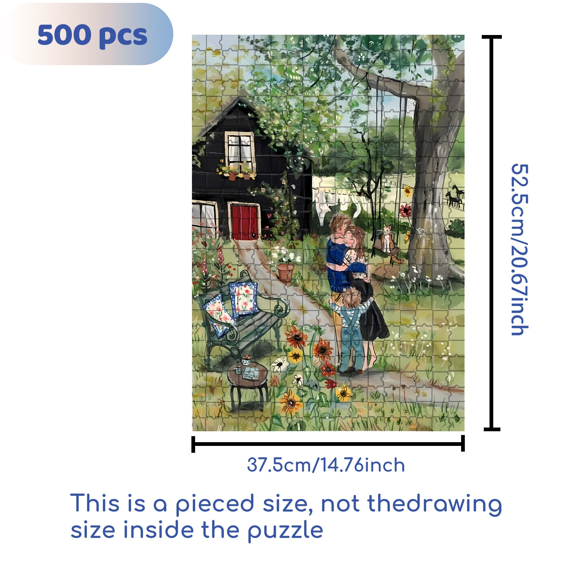 Hug 500pcs/1000pcs Jigsaw Puzzle, Scratch-Resistant, Interactive Family Game & Brain-Boosting DIY Decor, Perfect for Halloween, Christmas & New Year Gifts, Family Puzzle Game