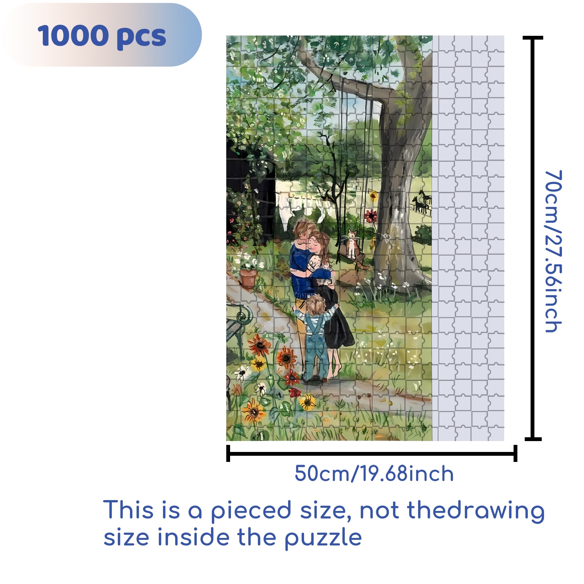 Hug 500pcs/1000pcs Jigsaw Puzzle, Scratch-Resistant, Interactive Family Game & Brain-Boosting DIY Decor, Perfect for Halloween, Christmas & New Year Gifts, Family Puzzle Game