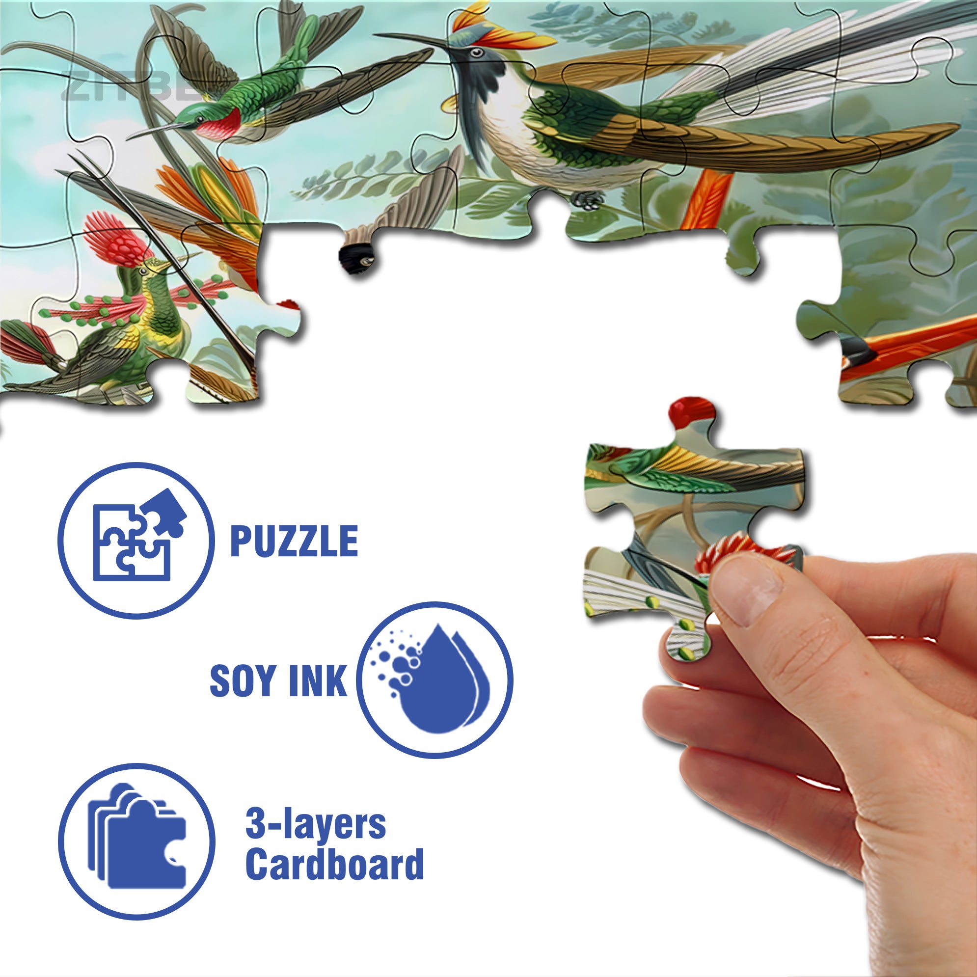 Hummingbird 500pcs/1000pcs Jigsaw Puzzle, Scratch-Resistant, Interactive Family Game & Brain-Boosting DIY Decor, Perfect for Halloween, Christmas & New Year Gifts, Family Puzzle Game