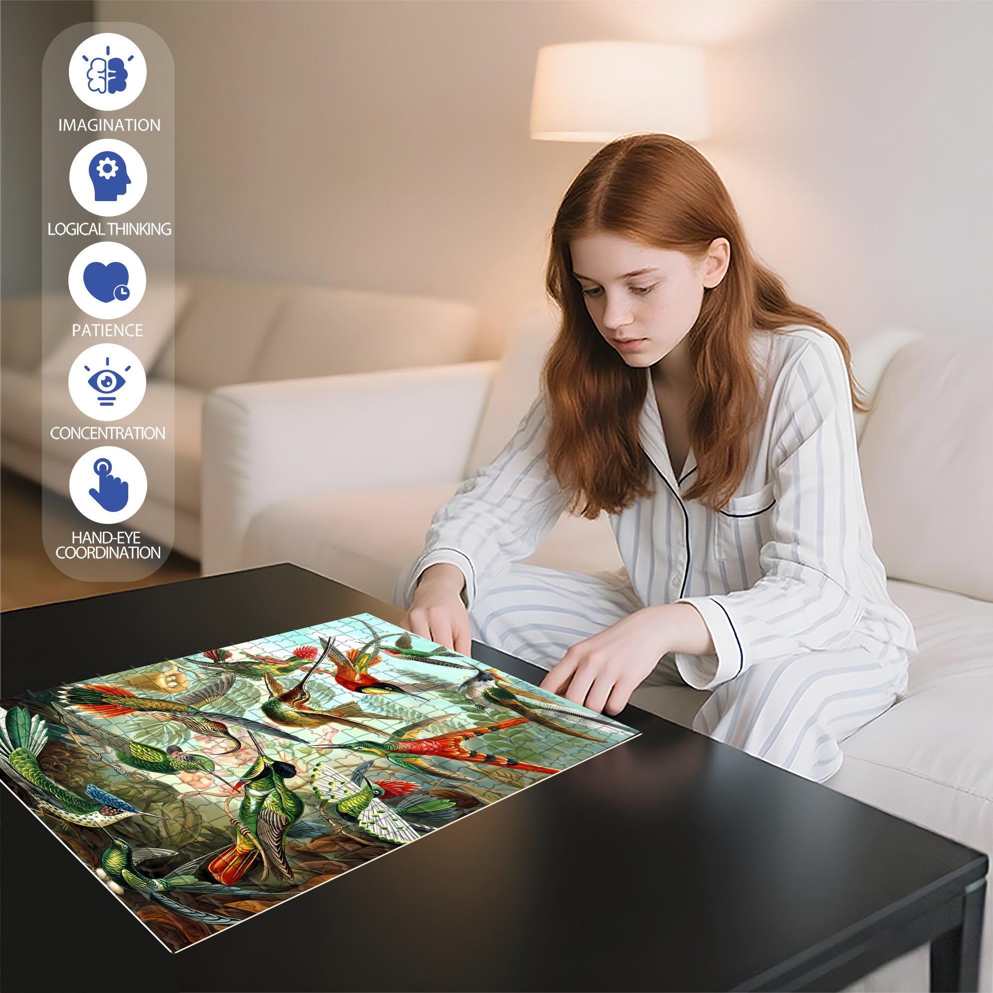 Hummingbird 500pcs/1000pcs Jigsaw Puzzle, Scratch-Resistant, Interactive Family Game & Brain-Boosting DIY Decor, Perfect for Halloween, Christmas & New Year Gifts, Family Puzzle Game
