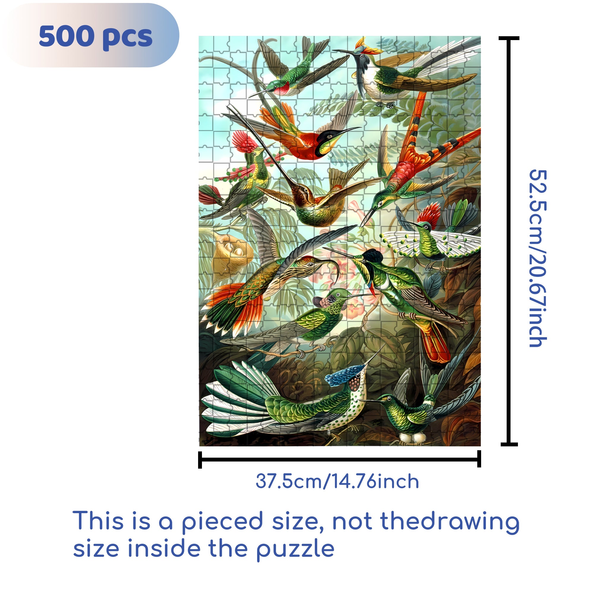 Hummingbird 500pcs/1000pcs Jigsaw Puzzle, Scratch-Resistant, Interactive Family Game & Brain-Boosting DIY Decor, Perfect for Halloween, Christmas & New Year Gifts, Family Puzzle Game