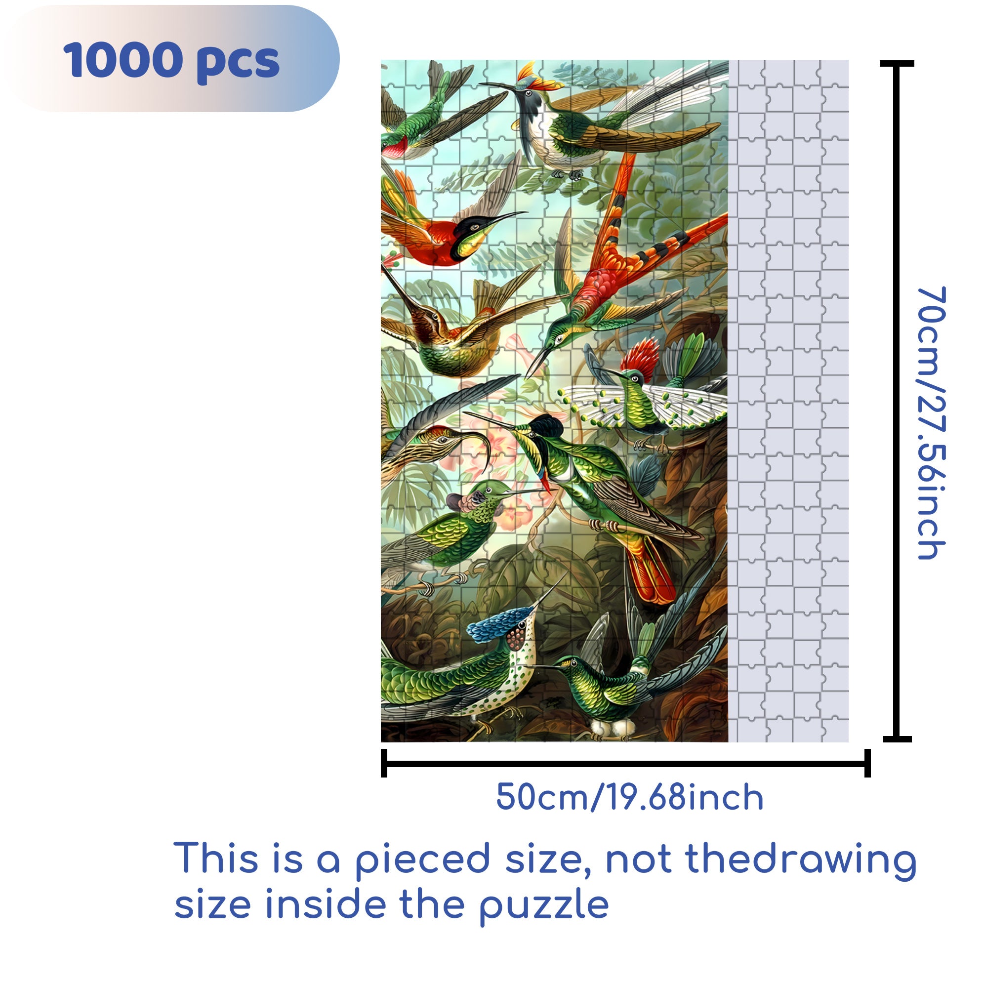 Hummingbird 500pcs/1000pcs Jigsaw Puzzle, Scratch-Resistant, Interactive Family Game & Brain-Boosting DIY Decor, Perfect for Halloween, Christmas & New Year Gifts, Family Puzzle Game