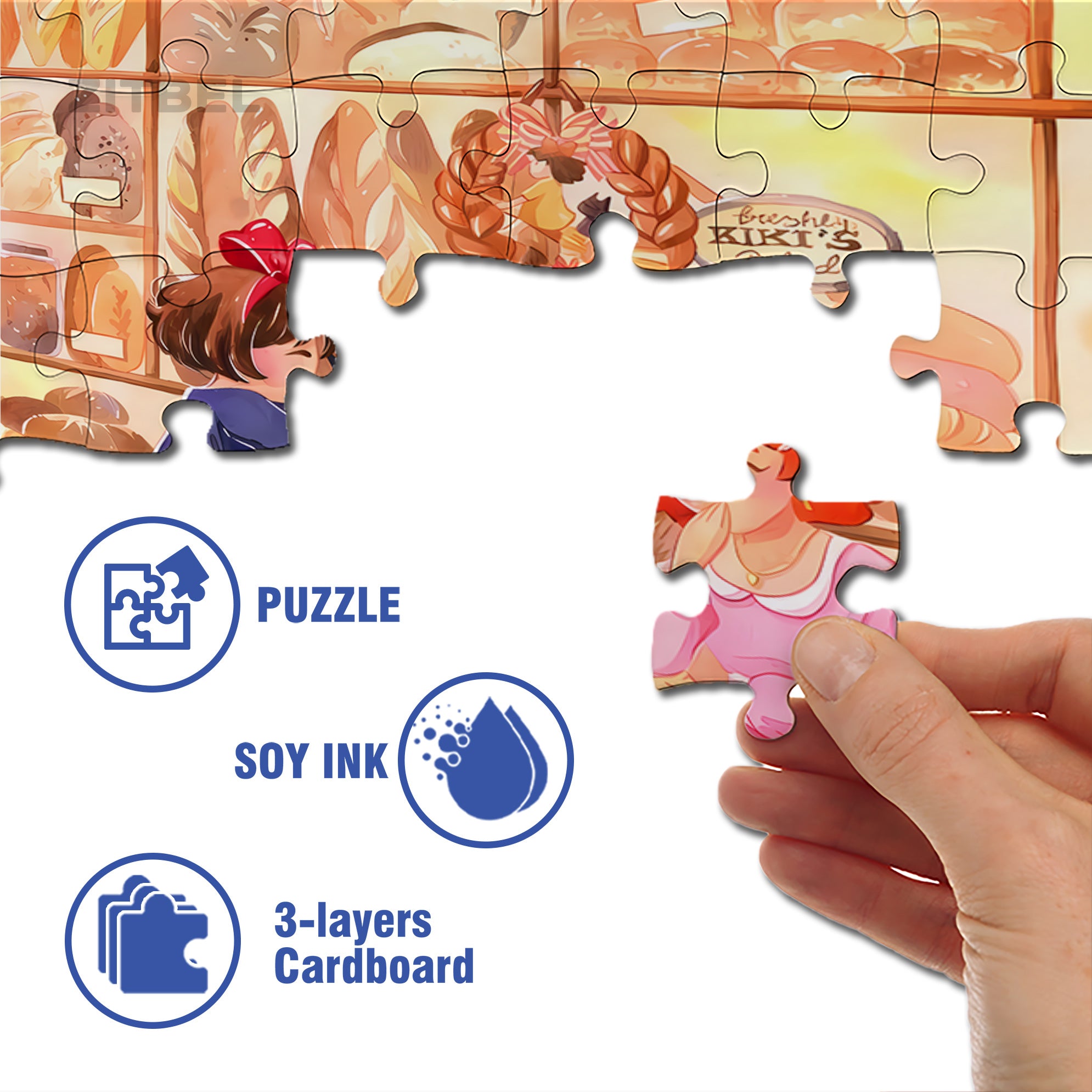 Kiki's Bakery 500pcs/1000pcs Jigsaw Puzzle, Scratch-Resistant, Interactive Family Game & Brain-Boosting DIY Decor, Perfect for Halloween, Christmas & New Year Gifts, Family Puzzle Game
