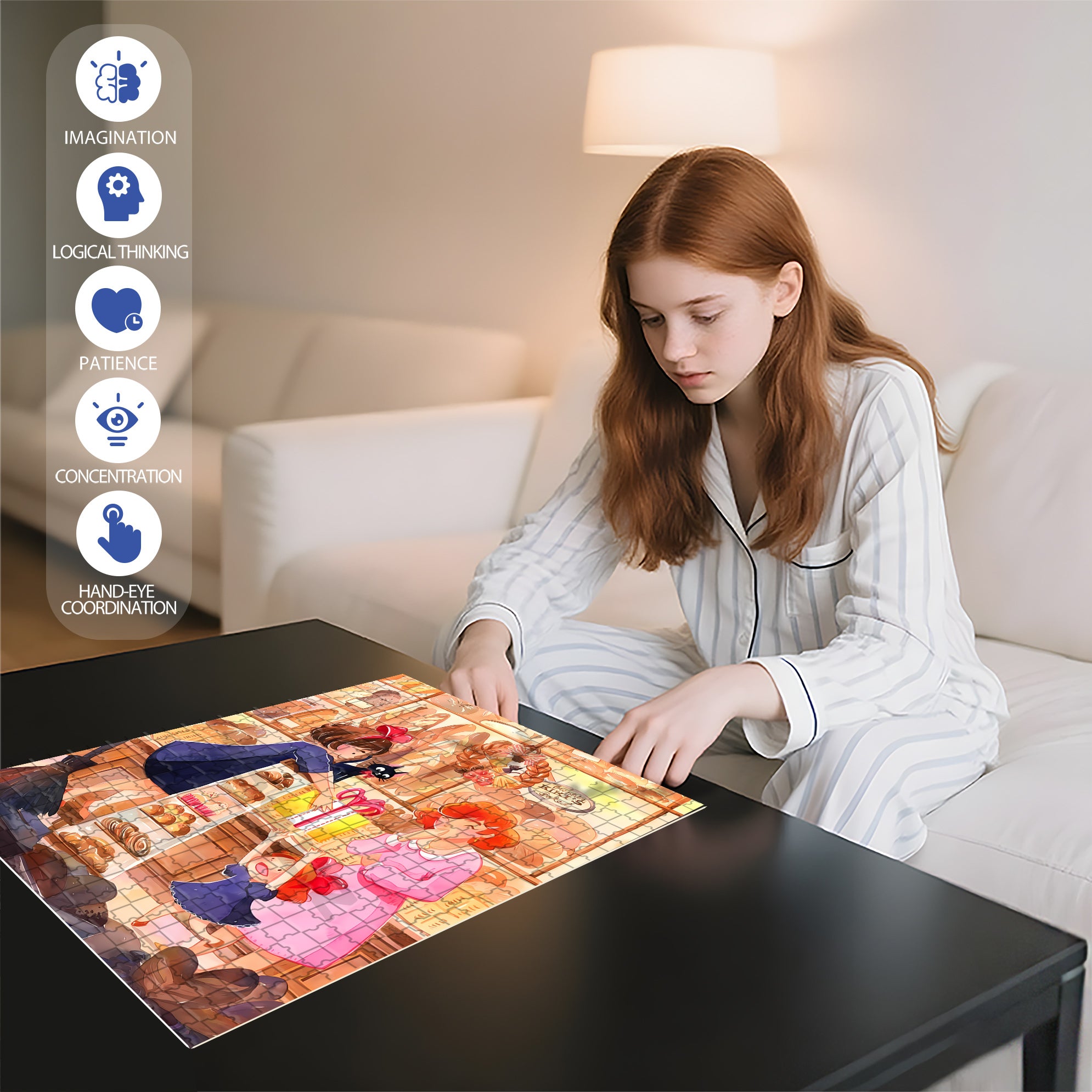 Kiki's Bakery 500pcs/1000pcs Jigsaw Puzzle, Scratch-Resistant, Interactive Family Game & Brain-Boosting DIY Decor, Perfect for Halloween, Christmas & New Year Gifts, Family Puzzle Game