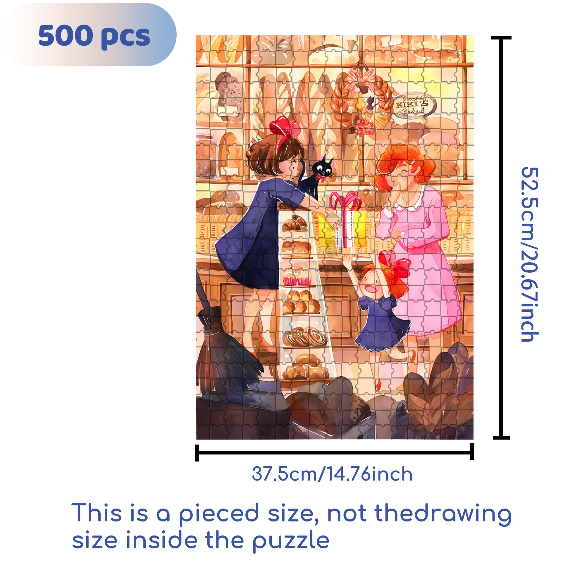 Kiki's Bakery 500pcs/1000pcs Jigsaw Puzzle, Scratch-Resistant, Interactive Family Game & Brain-Boosting DIY Decor, Perfect for Halloween, Christmas & New Year Gifts, Family Puzzle Game