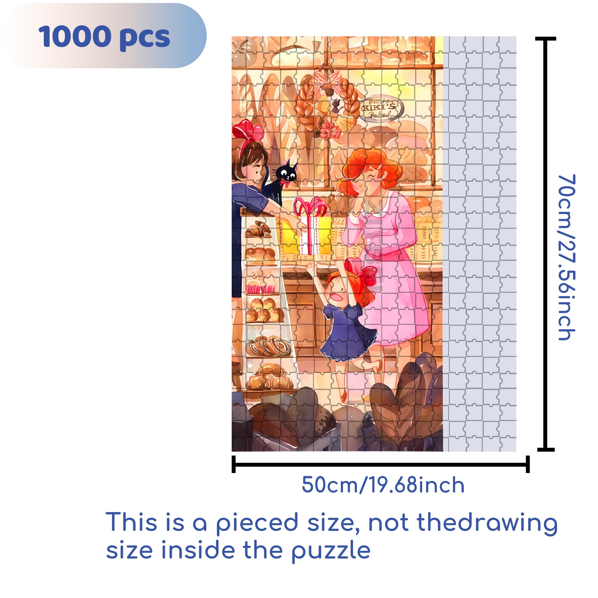 Kiki's Bakery 500pcs/1000pcs Jigsaw Puzzle, Scratch-Resistant, Interactive Family Game & Brain-Boosting DIY Decor, Perfect for Halloween, Christmas & New Year Gifts, Family Puzzle Game
