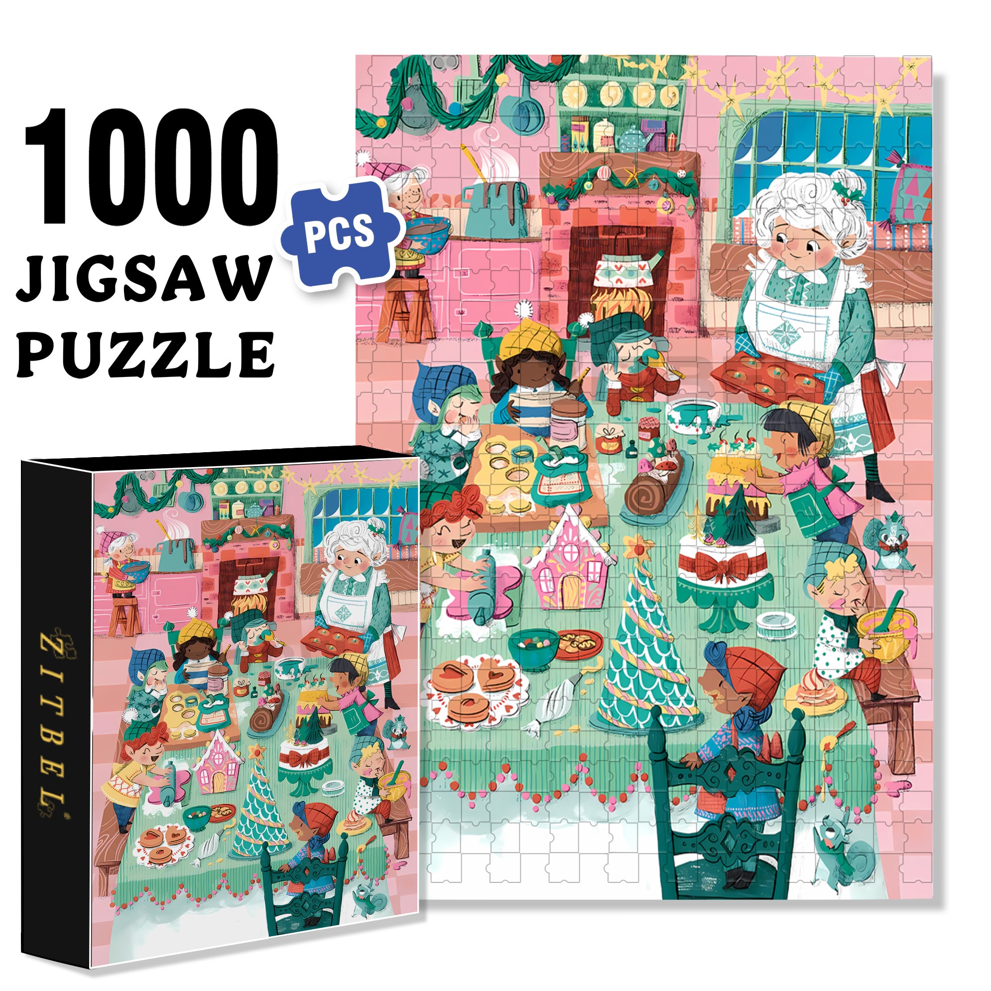 Lanci's Kitchen 500pcs/1000pcs Jigsaw Puzzle, Scratch-Resistant, Interactive Family Game & Brain-Boosting DIY Decor, Perfect for Halloween, Christmas & New Year Gifts, Family Puzzle Game