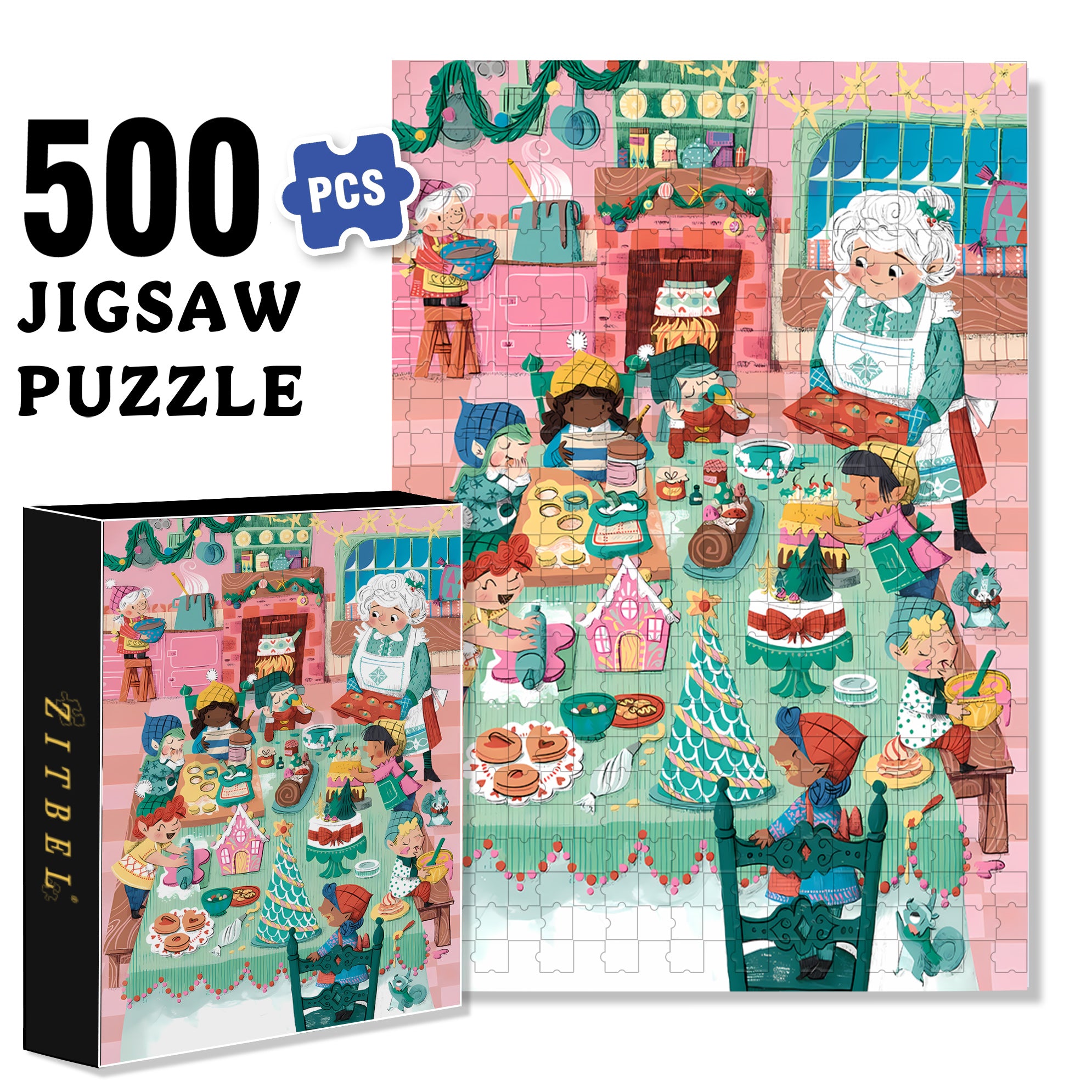 Lanci's Kitchen 500pcs/1000pcs Jigsaw Puzzle, Scratch-Resistant, Interactive Family Game & Brain-Boosting DIY Decor, Perfect for Halloween, Christmas & New Year Gifts, Family Puzzle Game