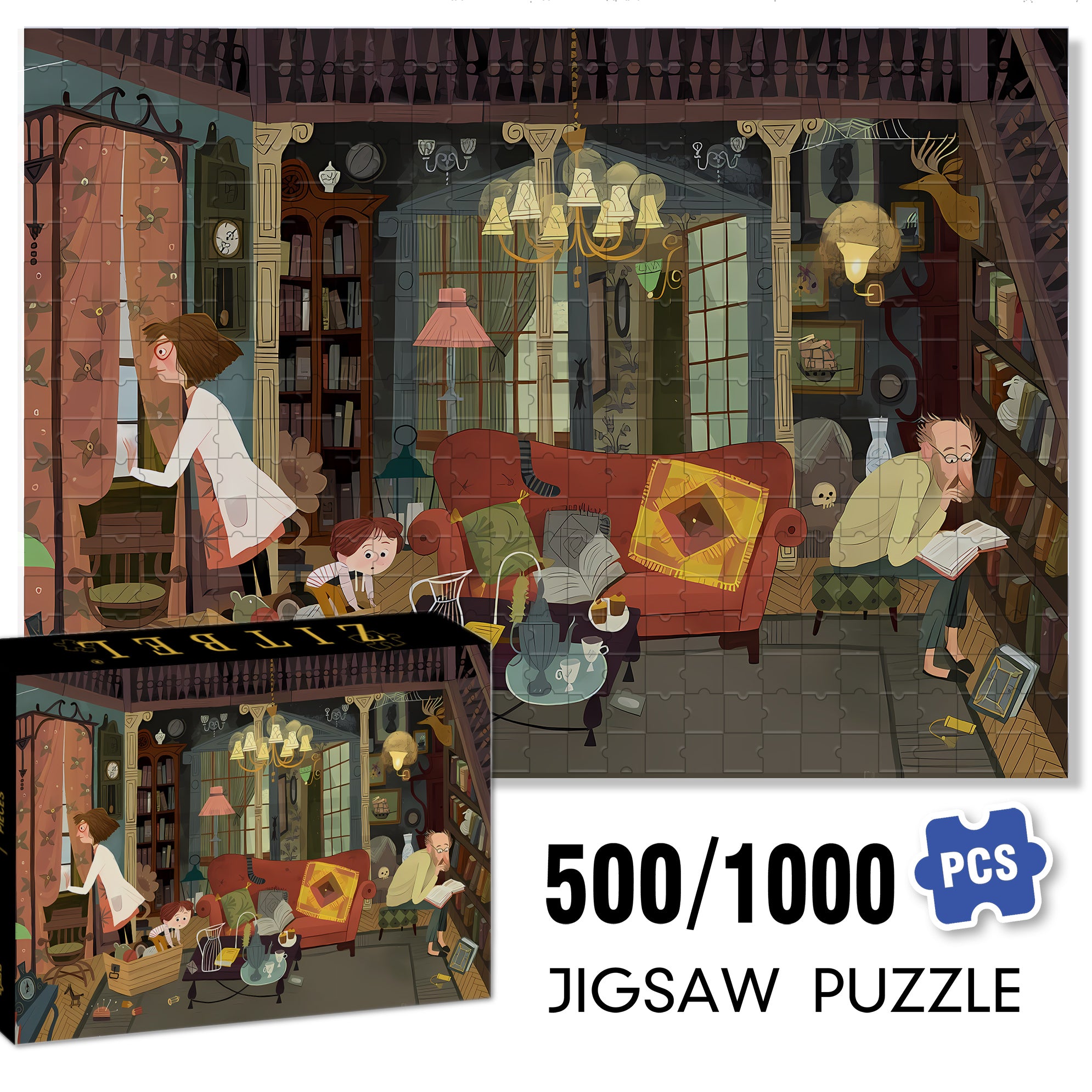 Look For Treasure 500pcs/1000pcs Jigsaw Puzzle, Scratch-Resistant, Interactive Family Game & Brain-Boosting DIY Decor, Perfect for Halloween, Christmas & New Year Gifts, Family Puzzle Game