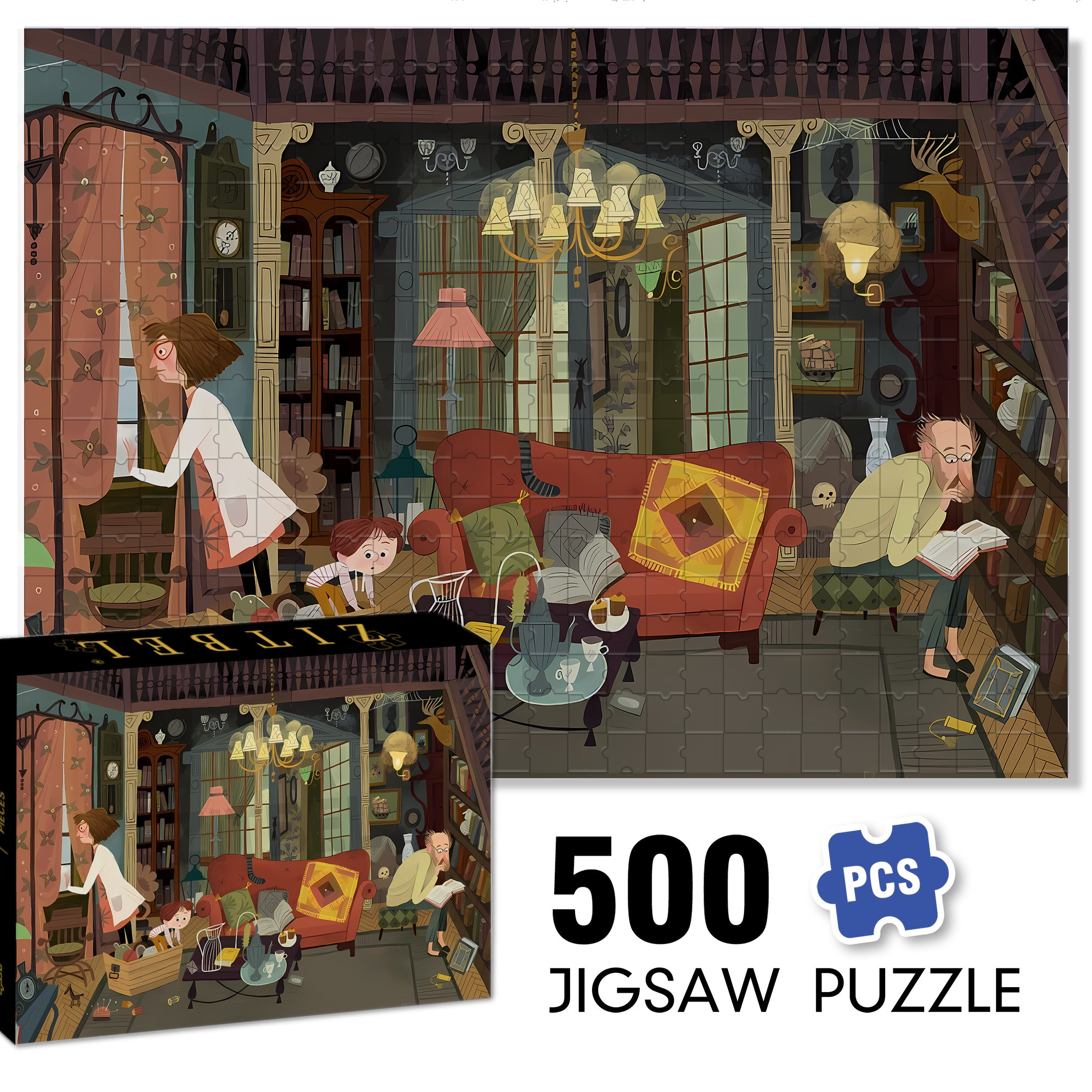 Look For Treasure 500pcs/1000pcs Jigsaw Puzzle, Scratch-Resistant, Interactive Family Game & Brain-Boosting DIY Decor, Perfect for Halloween, Christmas & New Year Gifts, Family Puzzle Game