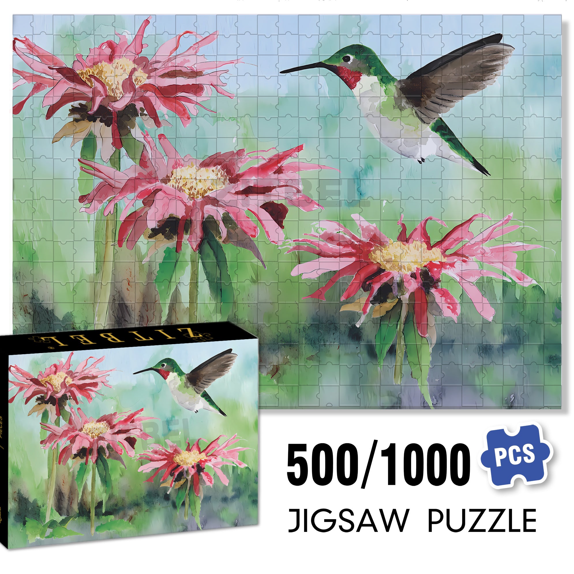 Love Of Hummingbird 500pcs/1000pcs Jigsaw Puzzle, Scratch-Resistant, Interactive Family Game & Brain-Boosting DIY Decor, Perfect for Halloween, Christmas & New Year Gifts, Family Puzzle Game