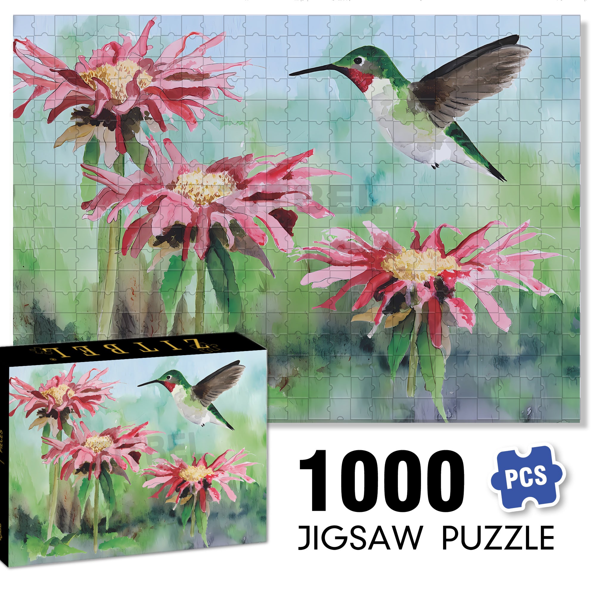 Love Of Hummingbird 500pcs/1000pcs Jigsaw Puzzle, Scratch-Resistant, Interactive Family Game & Brain-Boosting DIY Decor, Perfect for Halloween, Christmas & New Year Gifts, Family Puzzle Game
