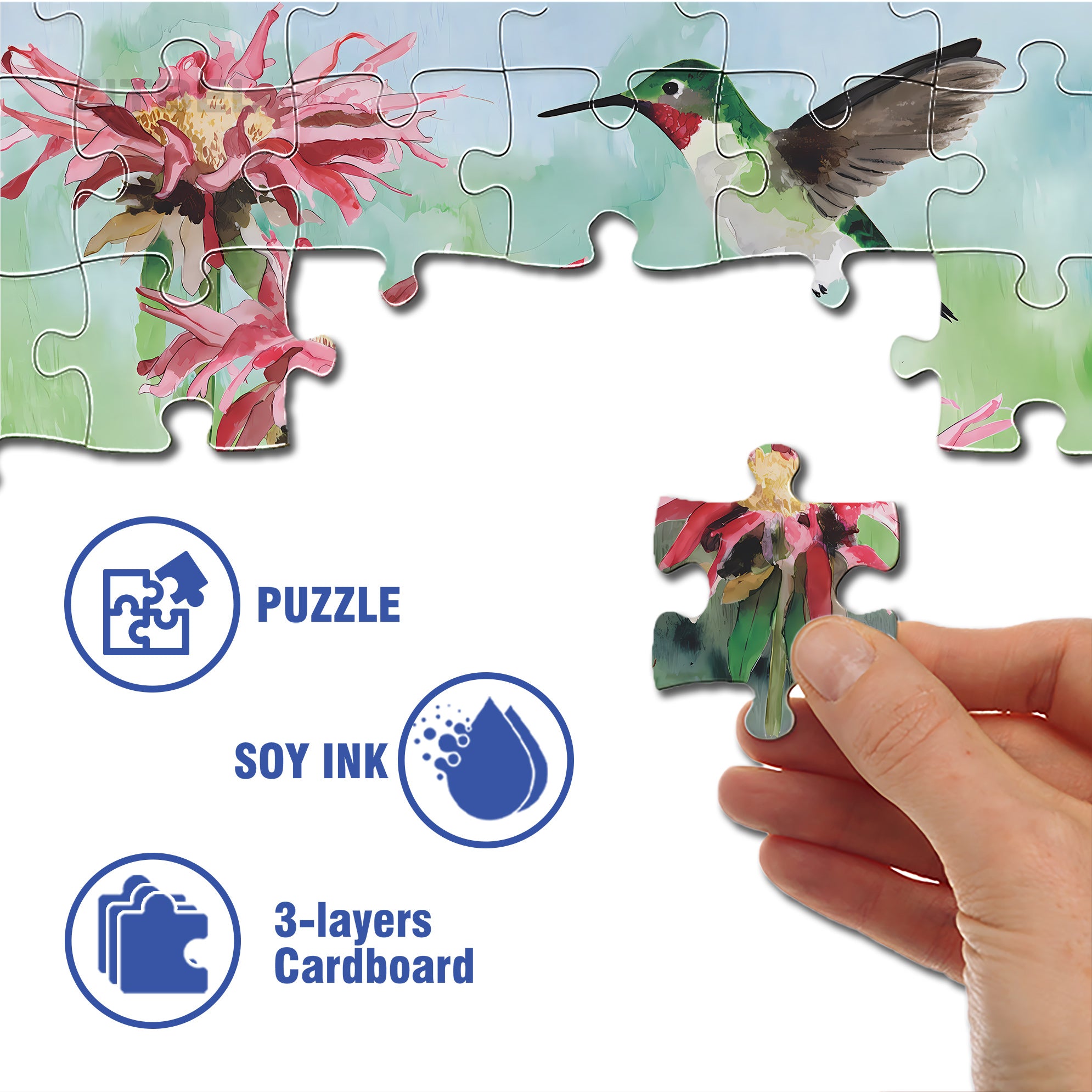 Love Of Hummingbird 500pcs/1000pcs Jigsaw Puzzle, Scratch-Resistant, Interactive Family Game & Brain-Boosting DIY Decor, Perfect for Halloween, Christmas & New Year Gifts, Family Puzzle Game