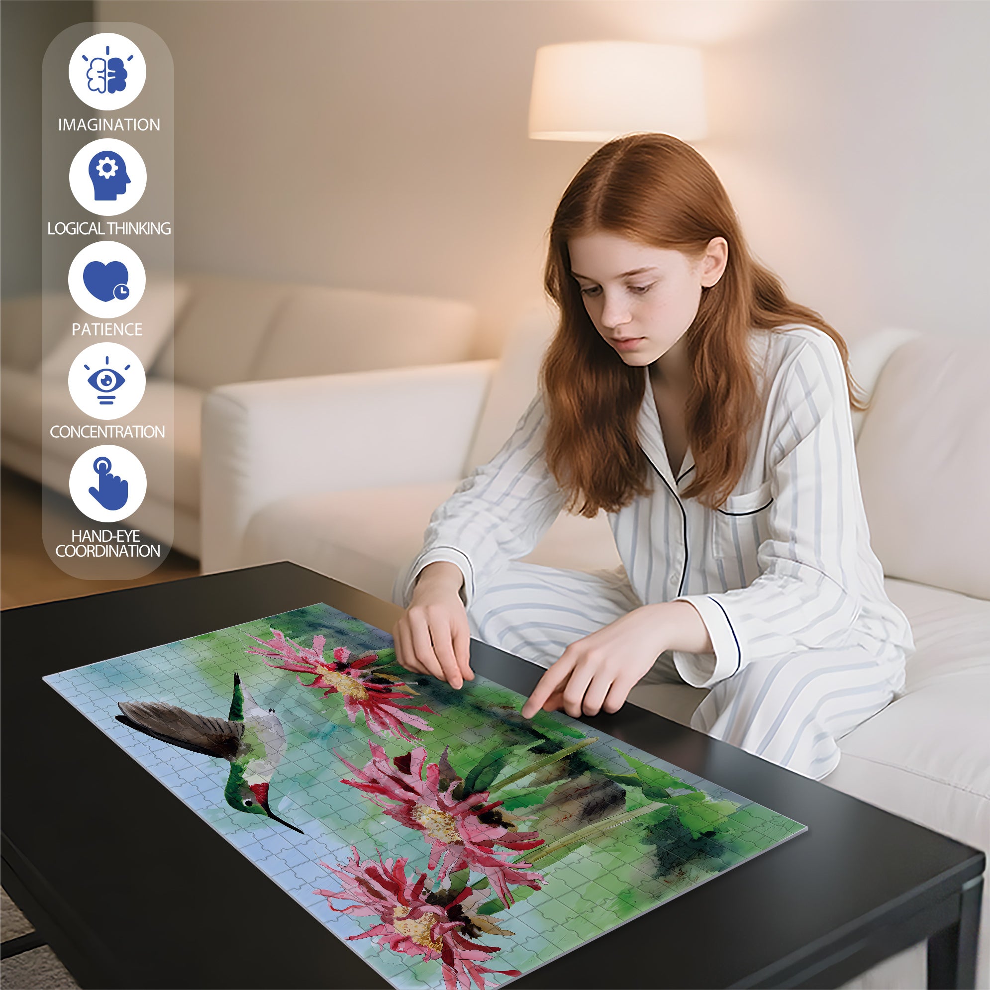 Love Of Hummingbird 500pcs/1000pcs Jigsaw Puzzle, Scratch-Resistant, Interactive Family Game & Brain-Boosting DIY Decor, Perfect for Halloween, Christmas & New Year Gifts, Family Puzzle Game