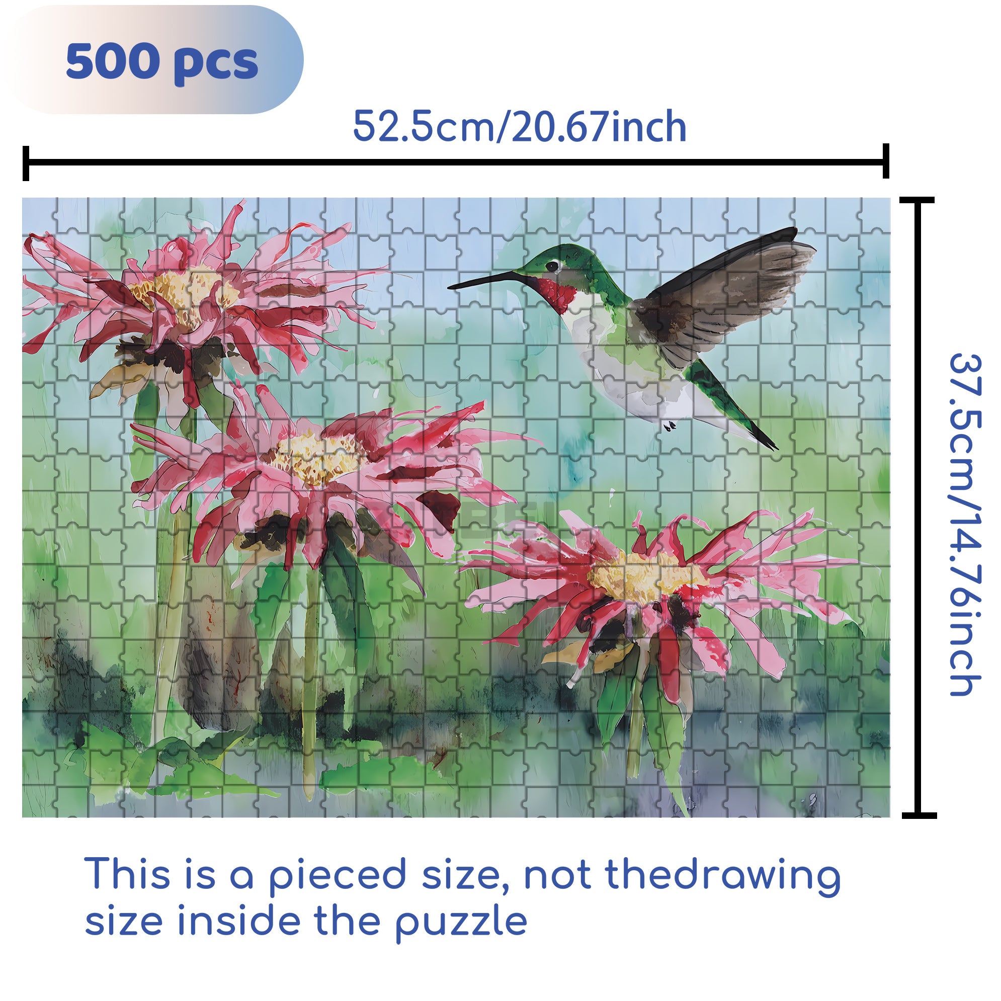 Love Of Hummingbird 500pcs/1000pcs Jigsaw Puzzle, Scratch-Resistant, Interactive Family Game & Brain-Boosting DIY Decor, Perfect for Halloween, Christmas & New Year Gifts, Family Puzzle Game