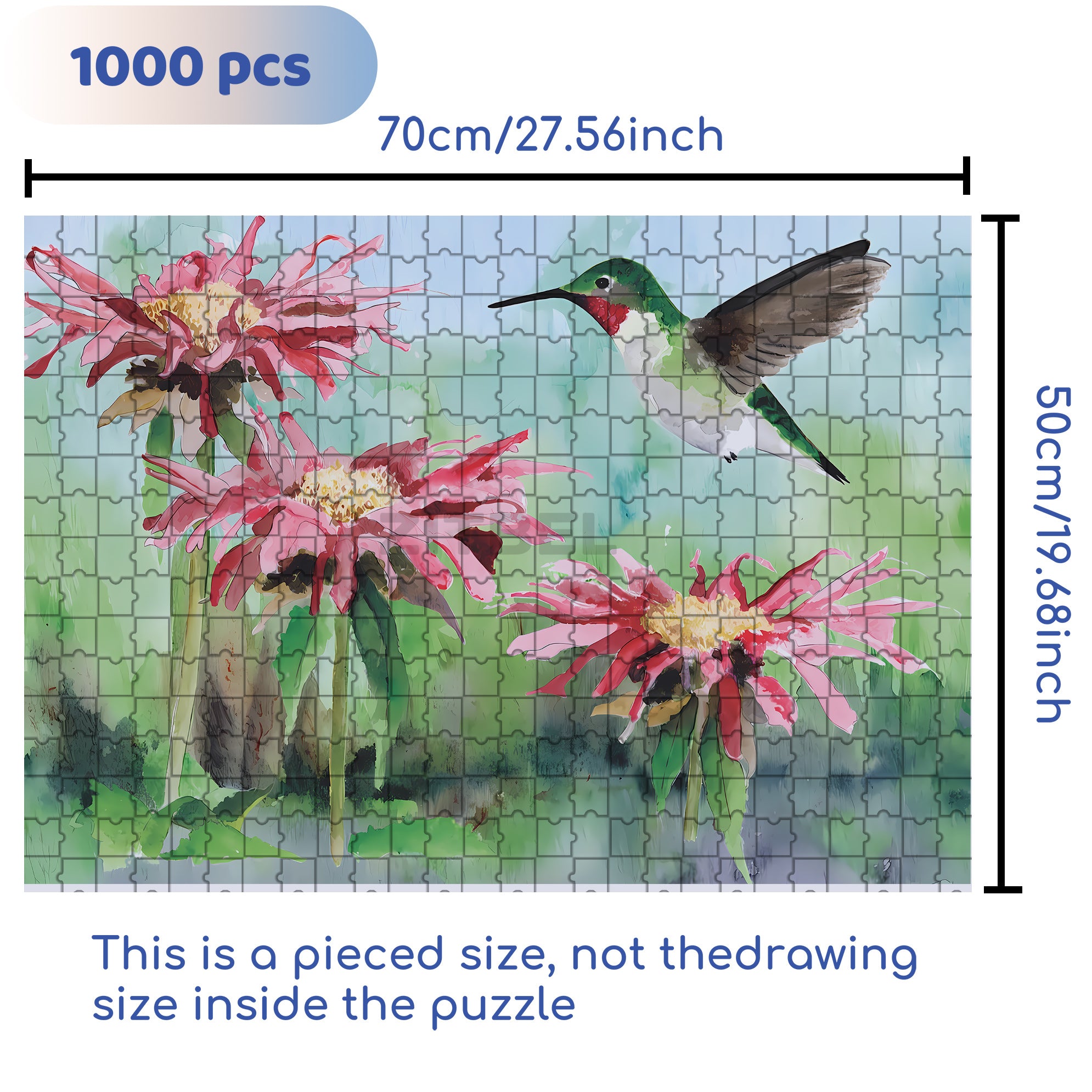 Love Of Hummingbird 500pcs/1000pcs Jigsaw Puzzle, Scratch-Resistant, Interactive Family Game & Brain-Boosting DIY Decor, Perfect for Halloween, Christmas & New Year Gifts, Family Puzzle Game