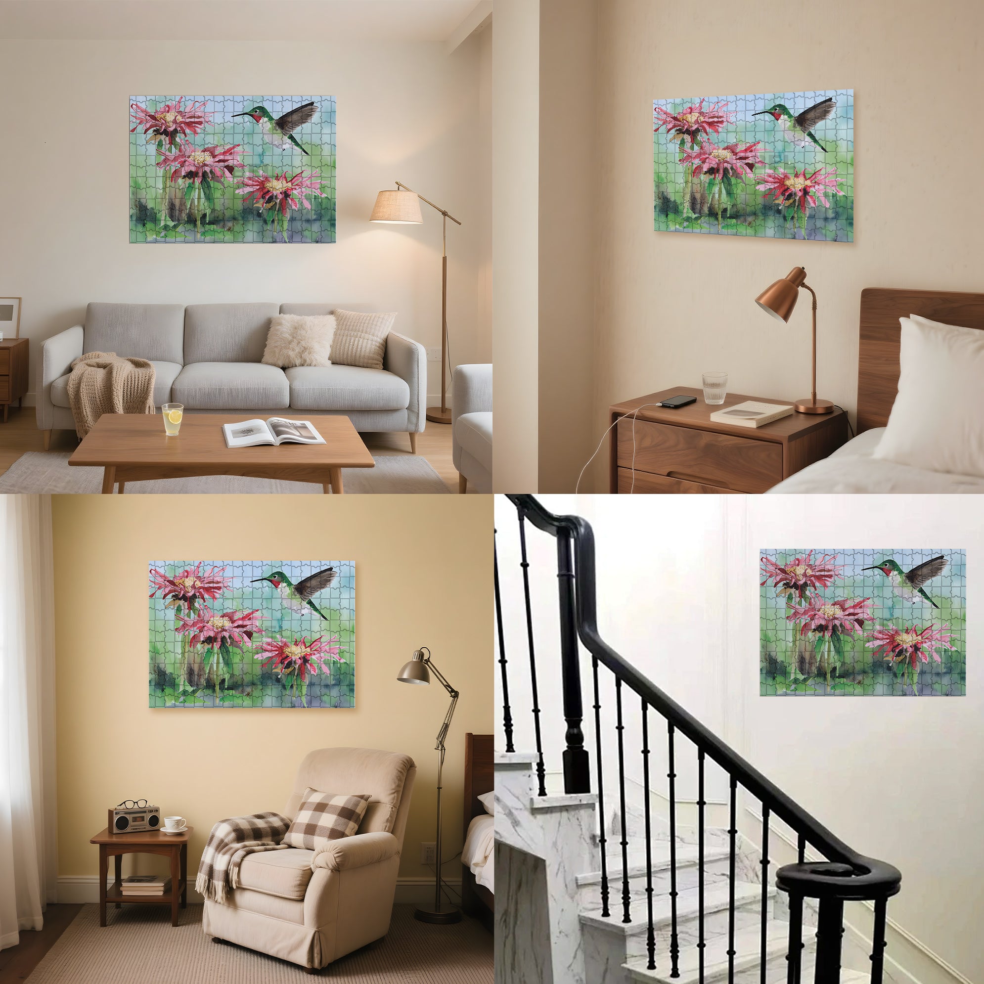 Love Of Hummingbird 500pcs/1000pcs Jigsaw Puzzle, Scratch-Resistant, Interactive Family Game & Brain-Boosting DIY Decor, Perfect for Halloween, Christmas & New Year Gifts, Family Puzzle Game