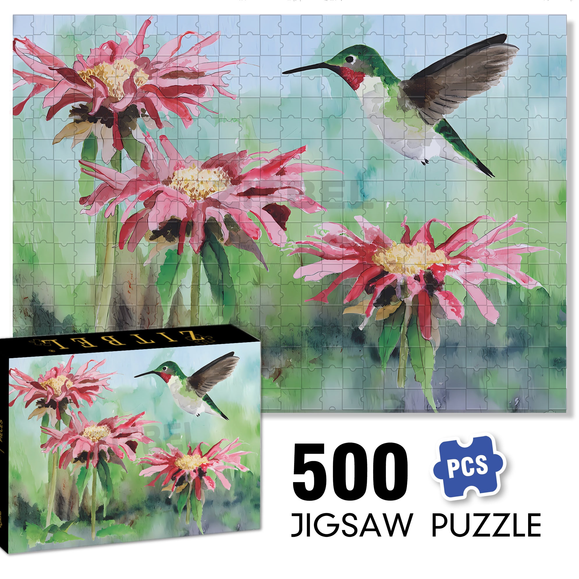 Love Of Hummingbird 500pcs/1000pcs Jigsaw Puzzle, Scratch-Resistant, Interactive Family Game & Brain-Boosting DIY Decor, Perfect for Halloween, Christmas & New Year Gifts, Family Puzzle Game