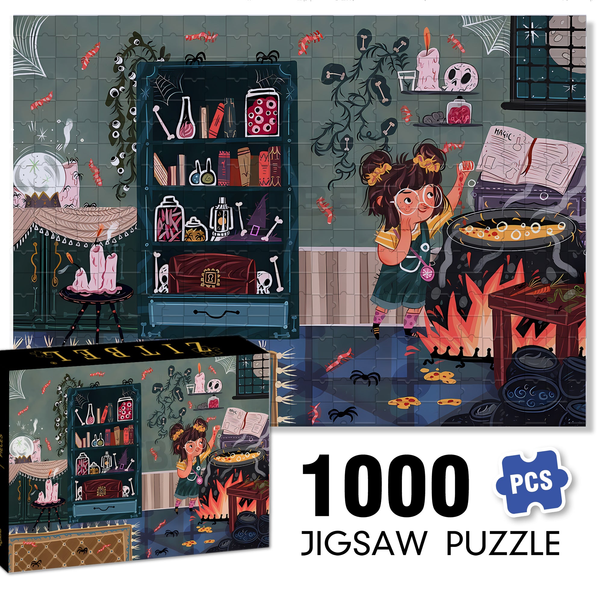 Magic Academy 500pcs/1000pcs Jigsaw Puzzle, Scratch-Resistant, Interactive Family Game & Brain-Boosting DIY Decor, Perfect for Halloween, Christmas & New Year Gifts, Family Puzzle Game