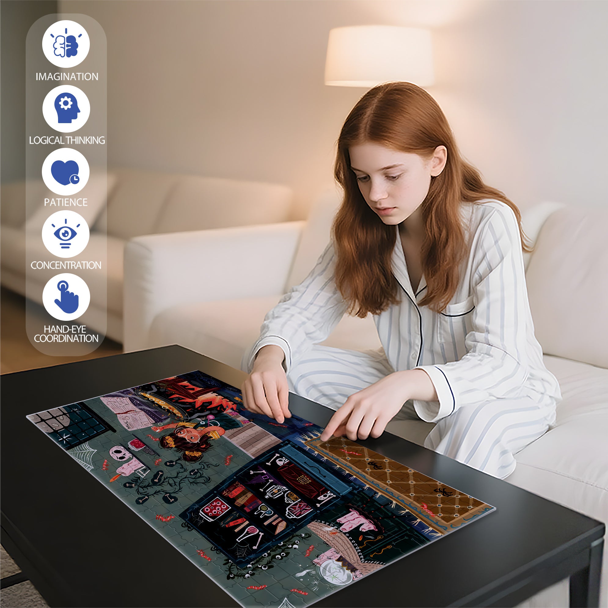 Magic Academy 500pcs/1000pcs Jigsaw Puzzle, Scratch-Resistant, Interactive Family Game & Brain-Boosting DIY Decor, Perfect for Halloween, Christmas & New Year Gifts, Family Puzzle Game