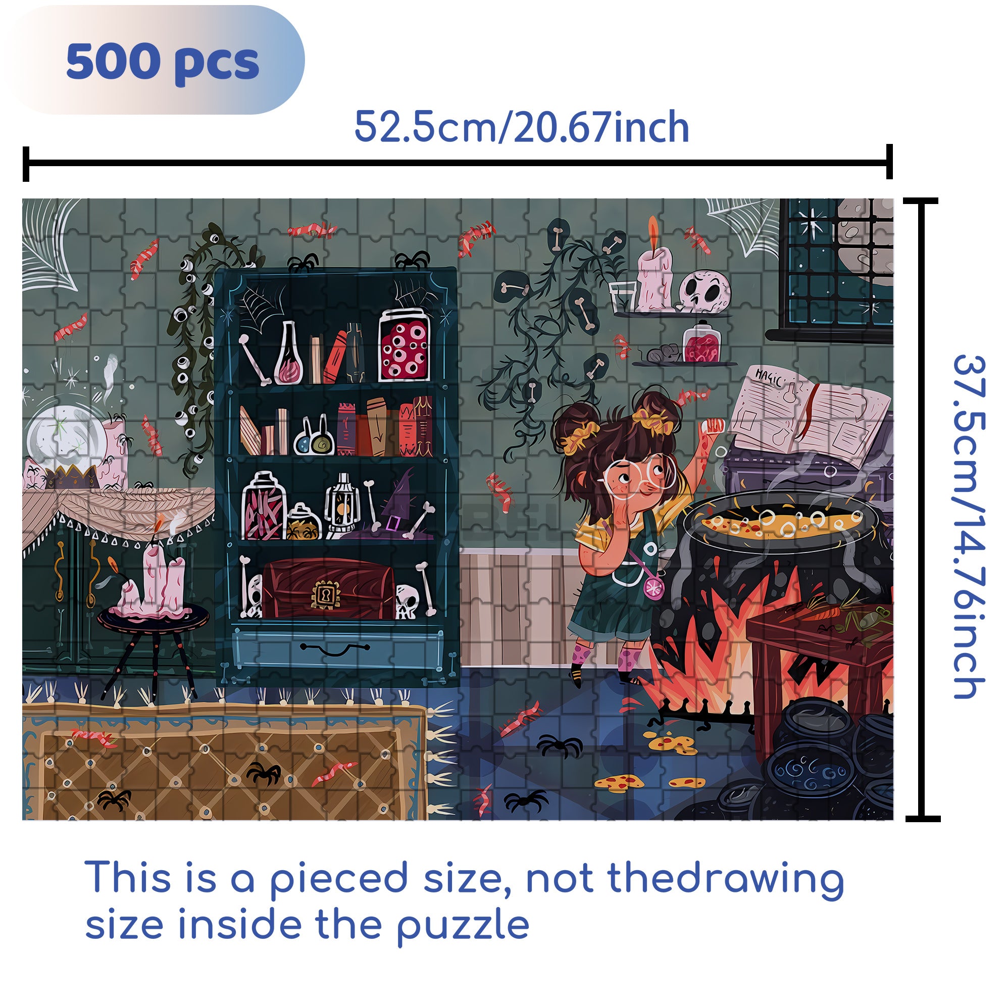 Magic Academy 500pcs/1000pcs Jigsaw Puzzle, Scratch-Resistant, Interactive Family Game & Brain-Boosting DIY Decor, Perfect for Halloween, Christmas & New Year Gifts, Family Puzzle Game