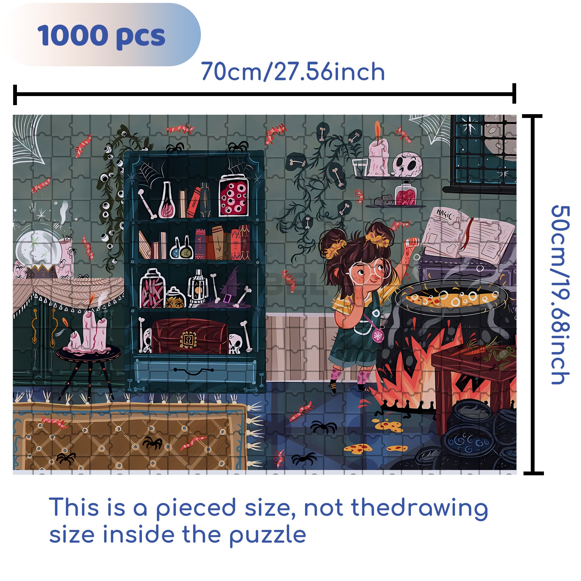 Magic Academy 500pcs/1000pcs Jigsaw Puzzle, Scratch-Resistant, Interactive Family Game & Brain-Boosting DIY Decor, Perfect for Halloween, Christmas & New Year Gifts, Family Puzzle Game