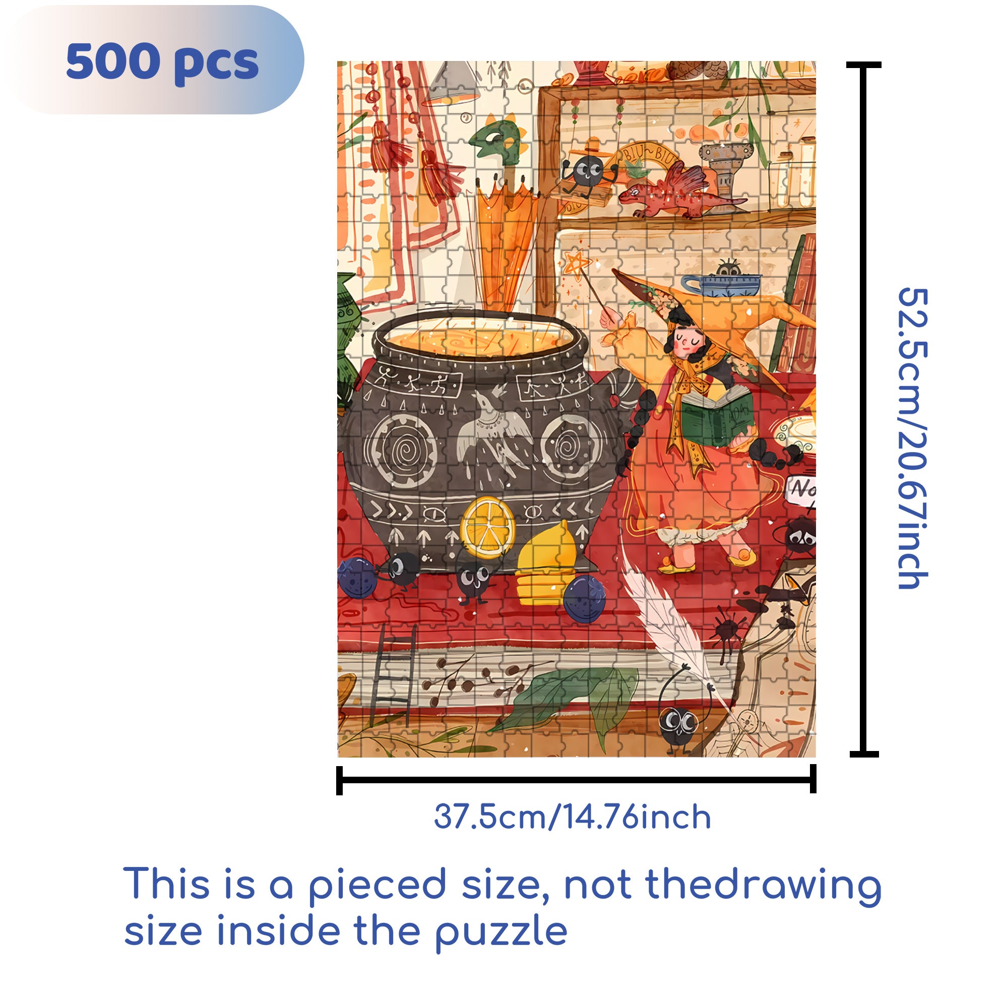 Magical Fire 500pcs/1000pcs Jigsaw Puzzle, Scratch-Resistant, Interactive Family Game & Brain-Boosting DIY Decor, Perfect for Halloween, Christmas & New Year Gifts, Family Puzzle Game