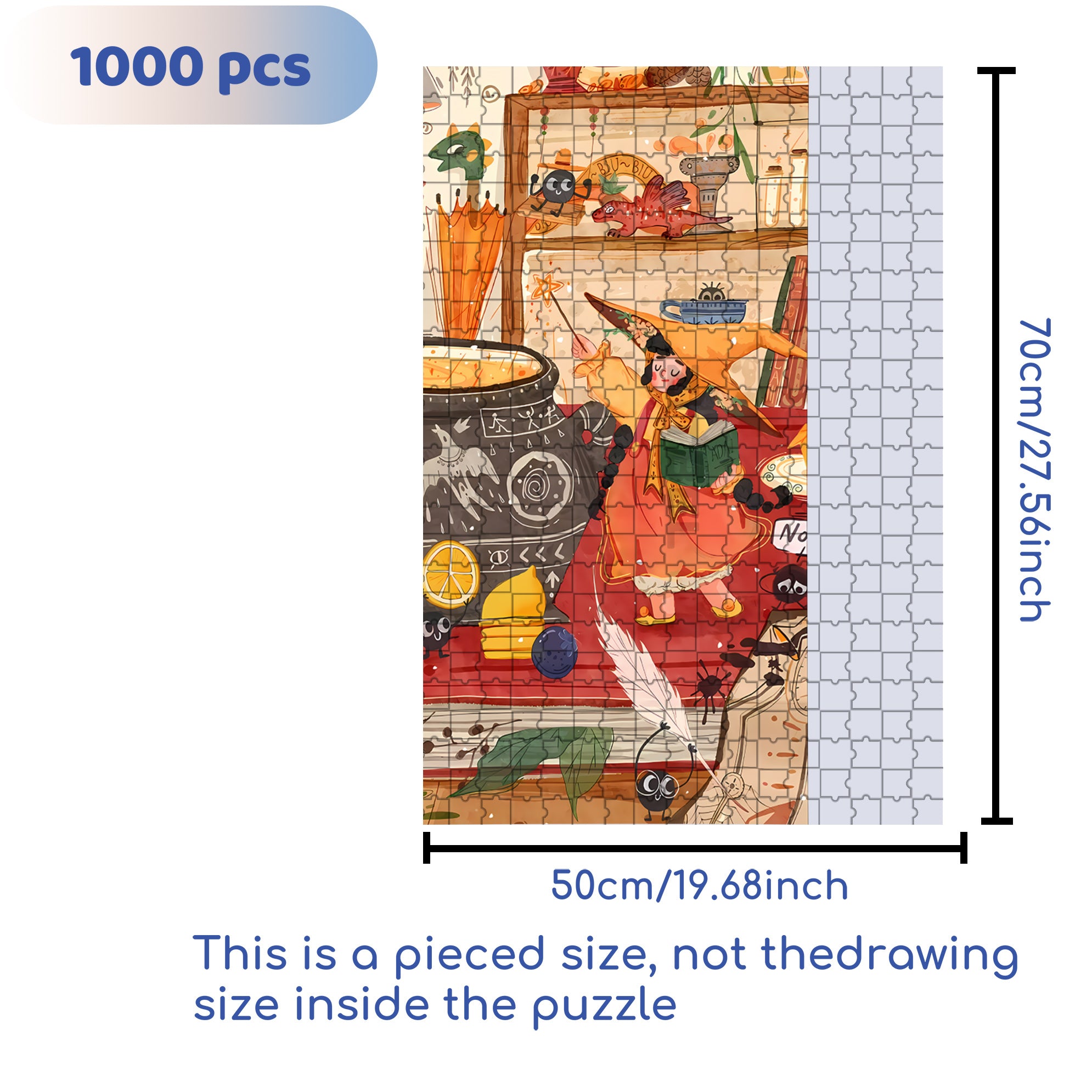 Magical Fire 500pcs/1000pcs Jigsaw Puzzle, Scratch-Resistant, Interactive Family Game & Brain-Boosting DIY Decor, Perfect for Halloween, Christmas & New Year Gifts, Family Puzzle Game